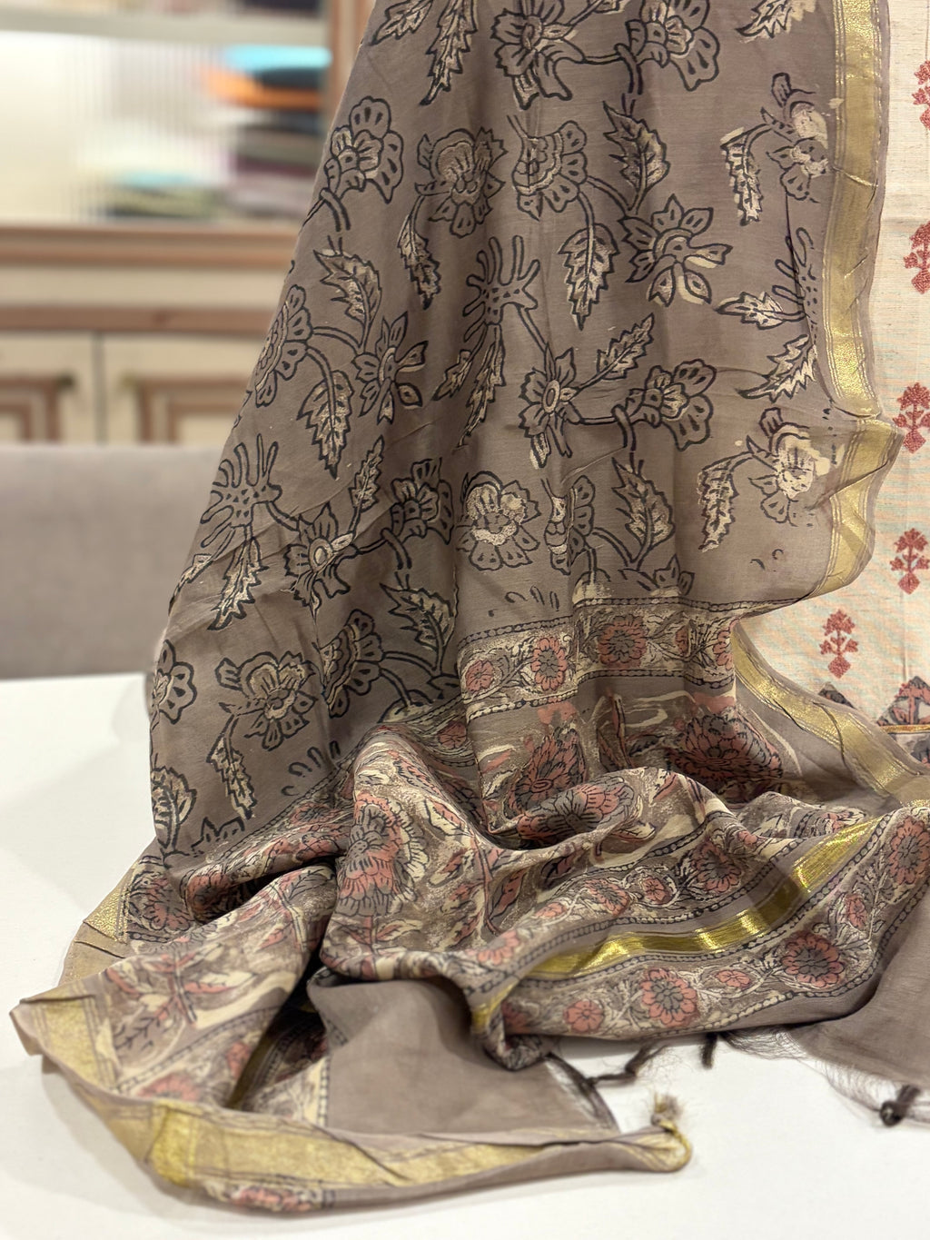 Premium Linen Cotton Threadwork Unstitched Suit Set