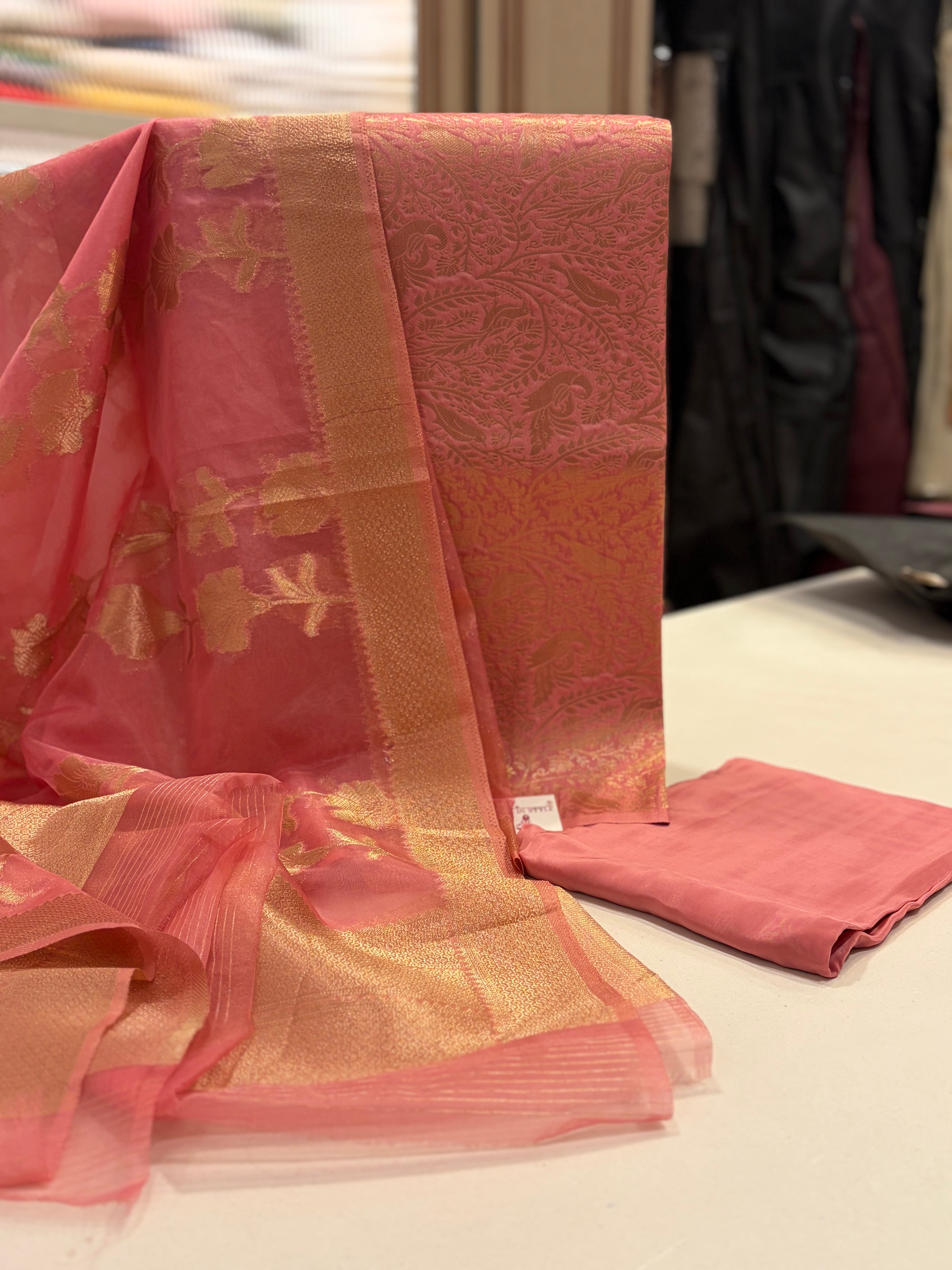 Pure Brocade Banarasi Unstitched Suit Set