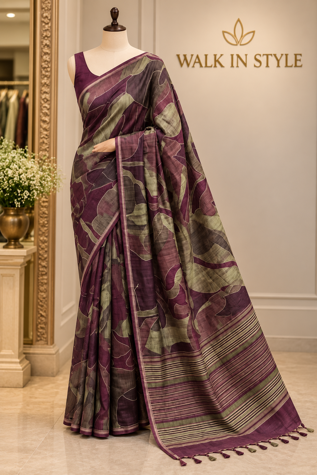 Maheshwari Tussar Abstract – Effortless Sophistication