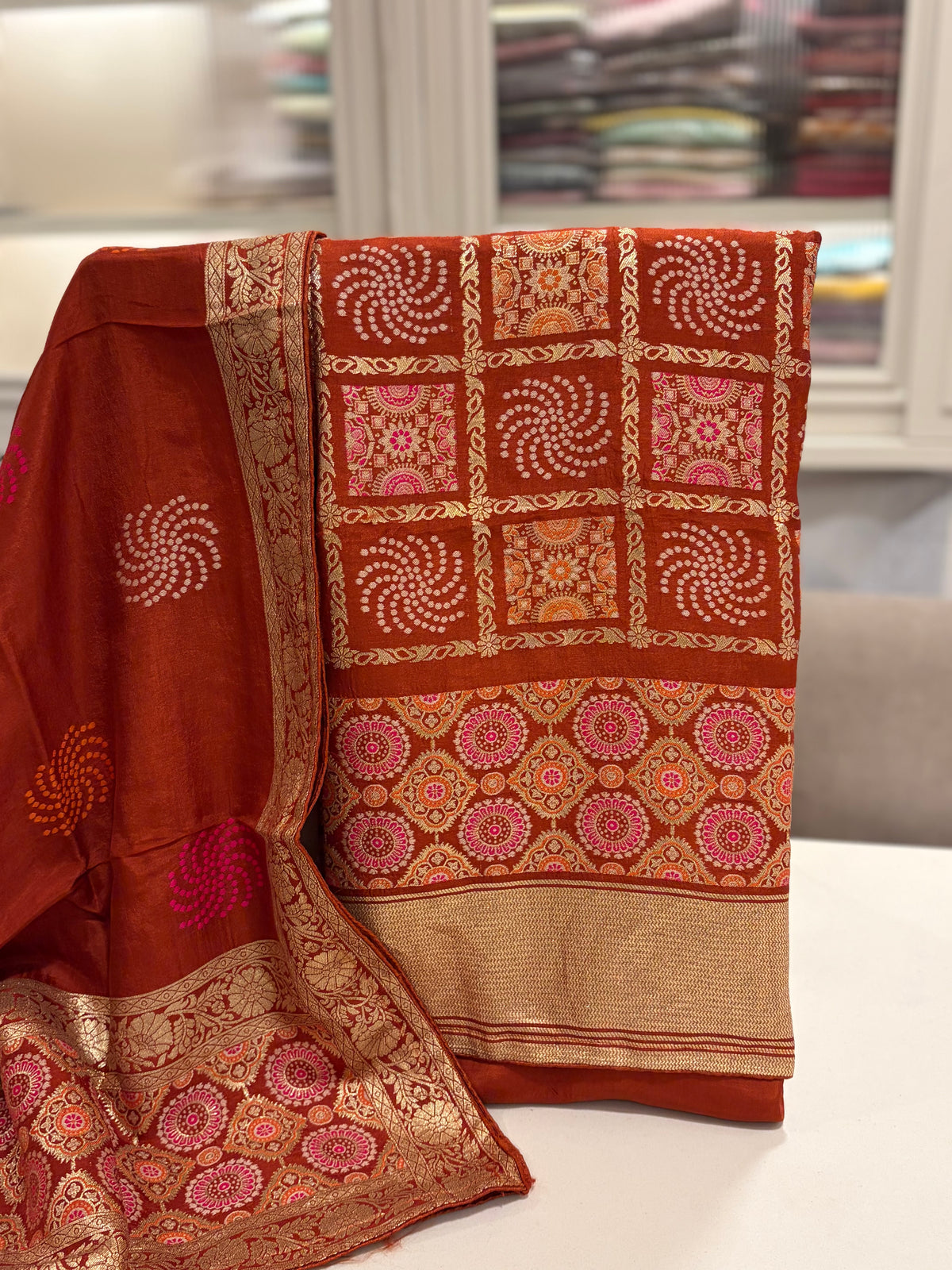 Banarasi Ghar Chola Crepe Silk Suit Set – Regal Festive Grace