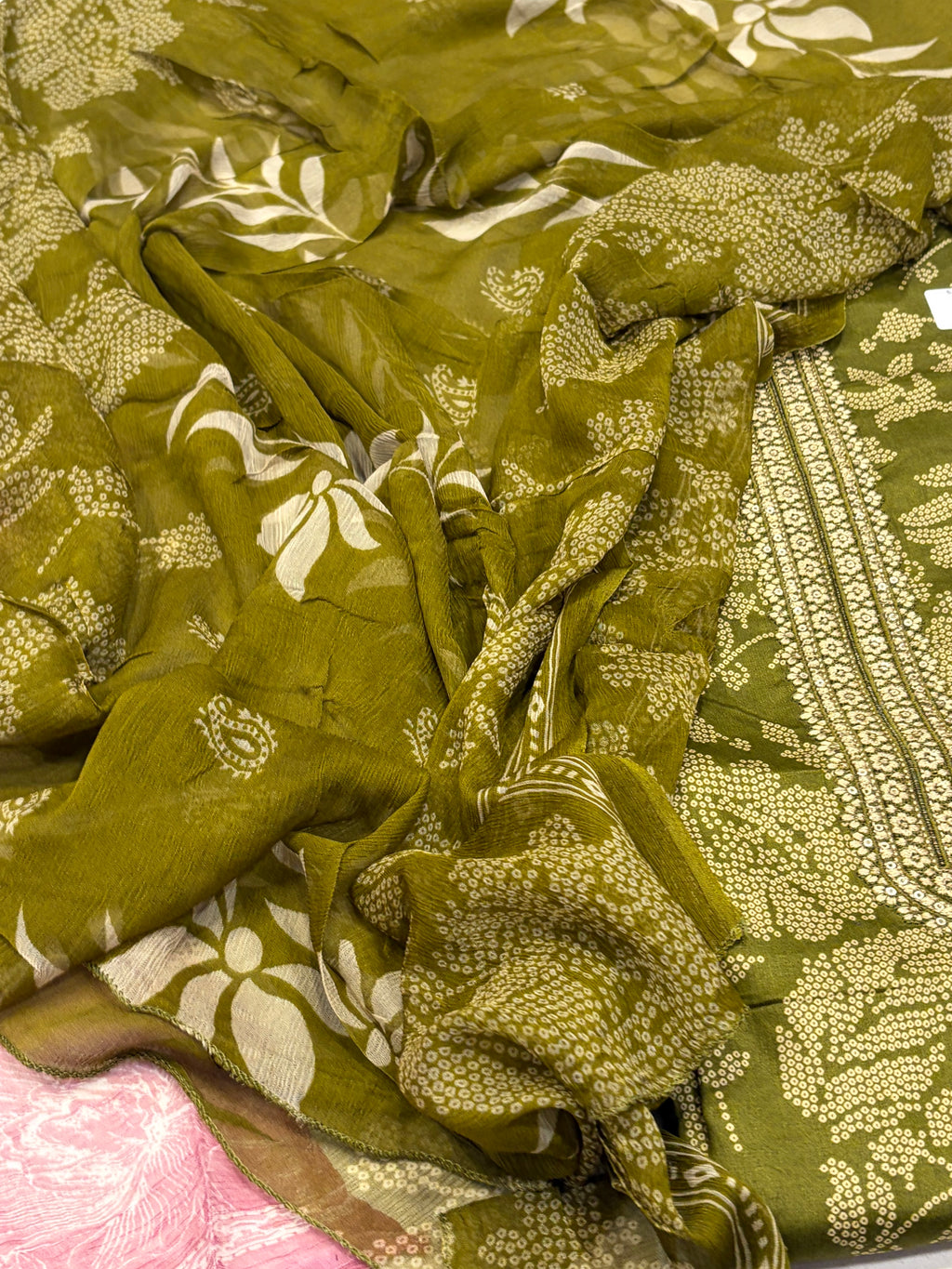 Pure Cotton Suit Set with Chiffon Dupatta