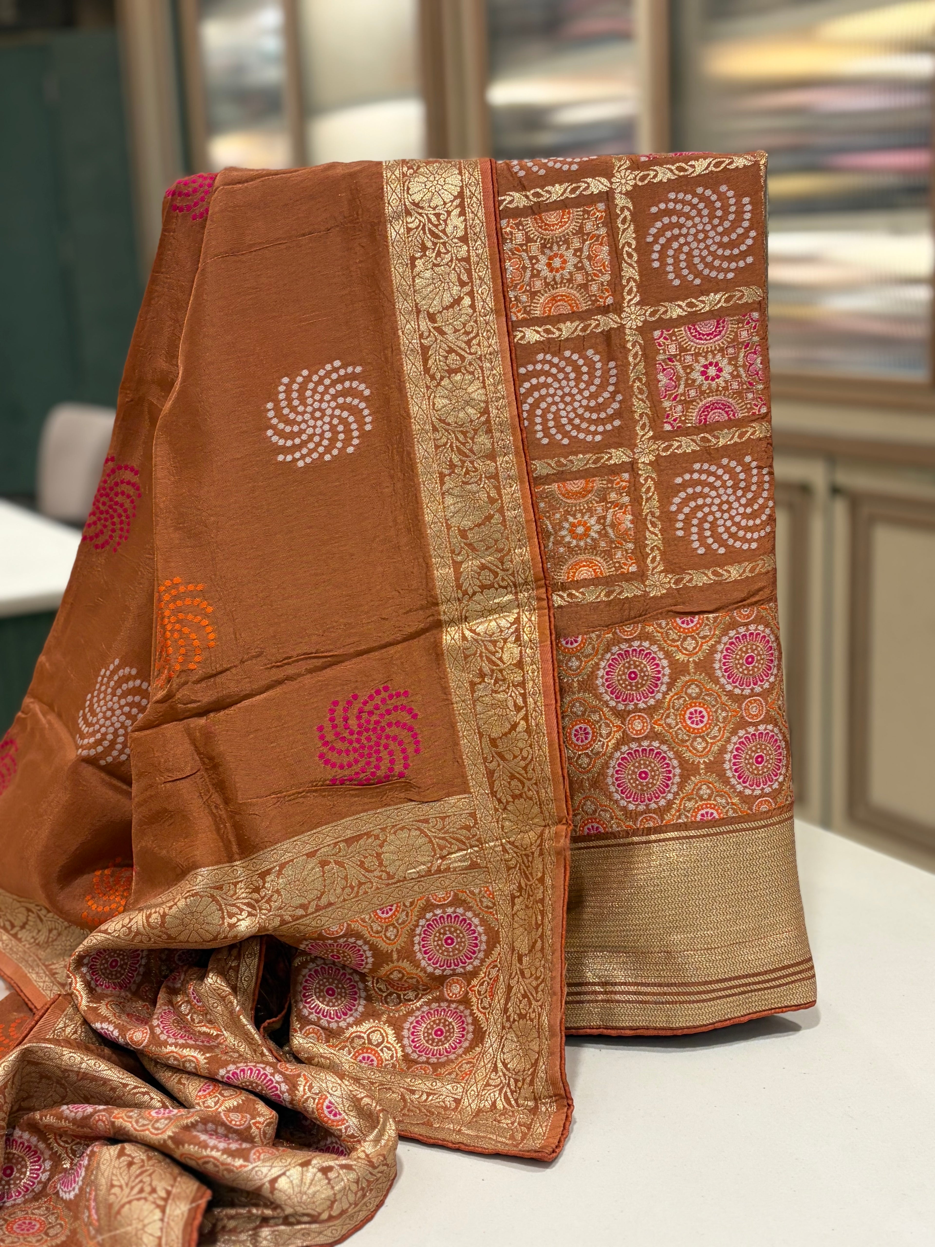 Banarasi Ghar Chola Crepe Silk Suit Set – Regal Festive Grace