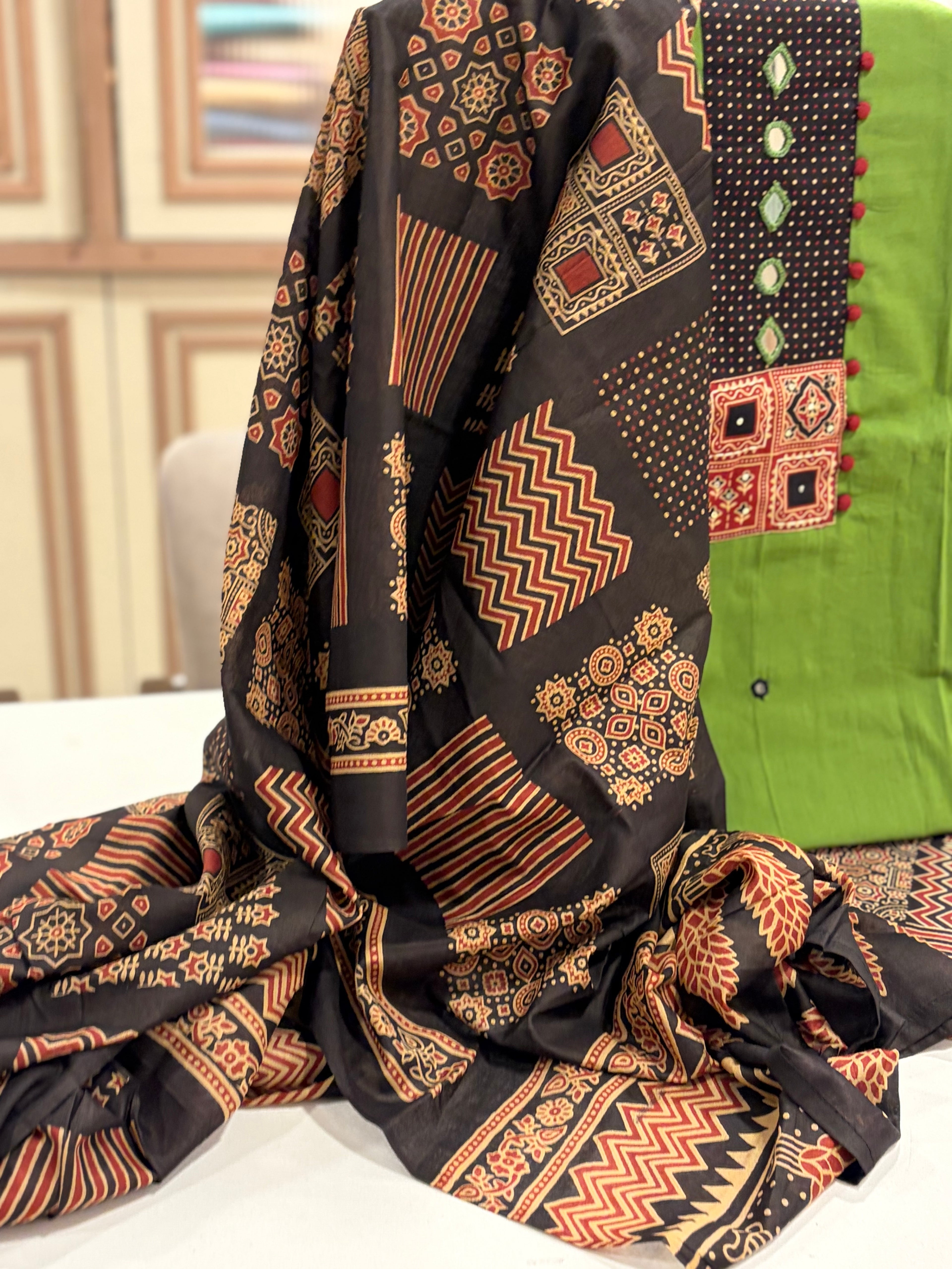 Pure Soft Cotton Ajrak Print Suit Set