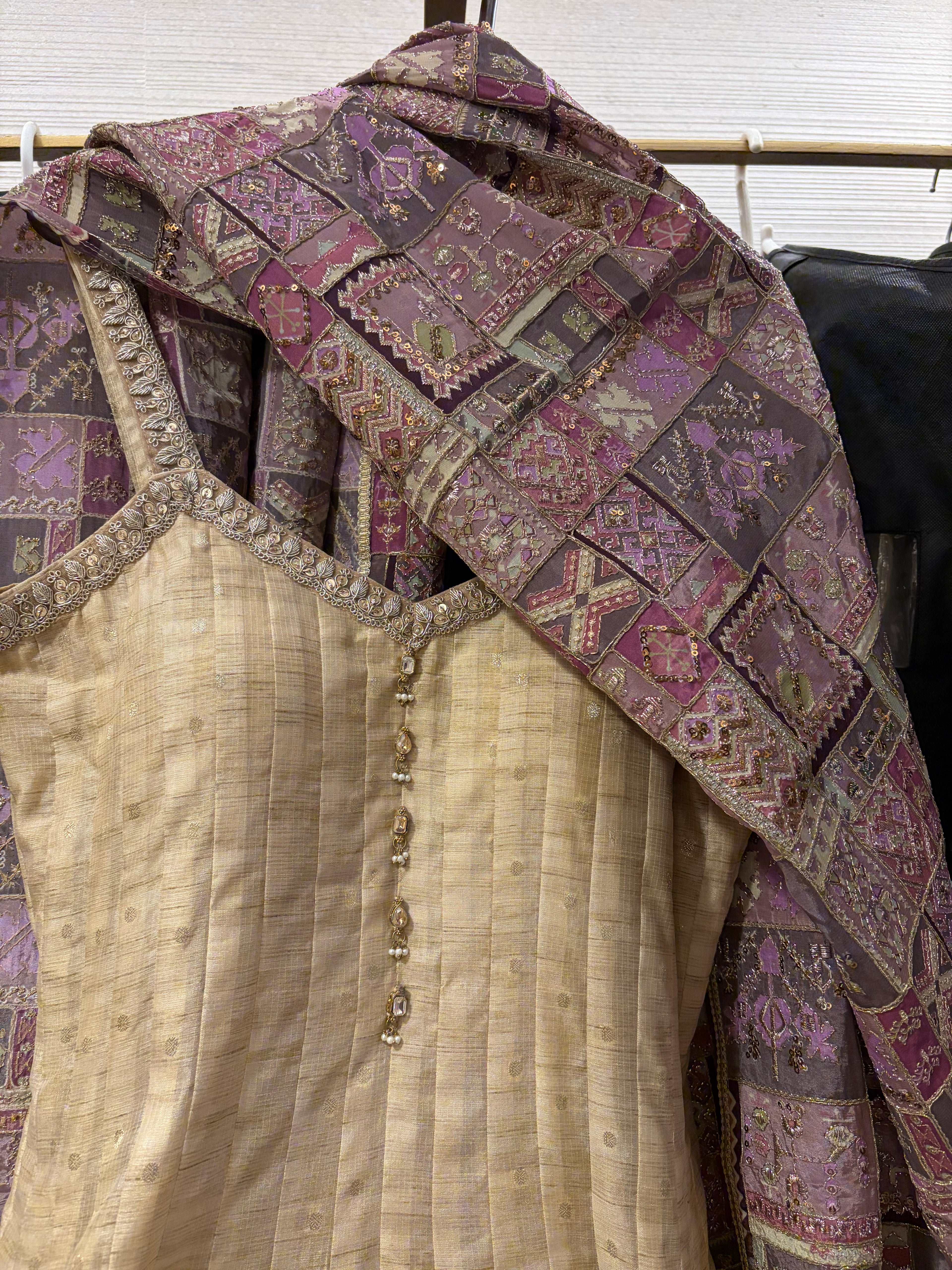 Regal Cream Anarkali with Printed Embroidered Dupatta