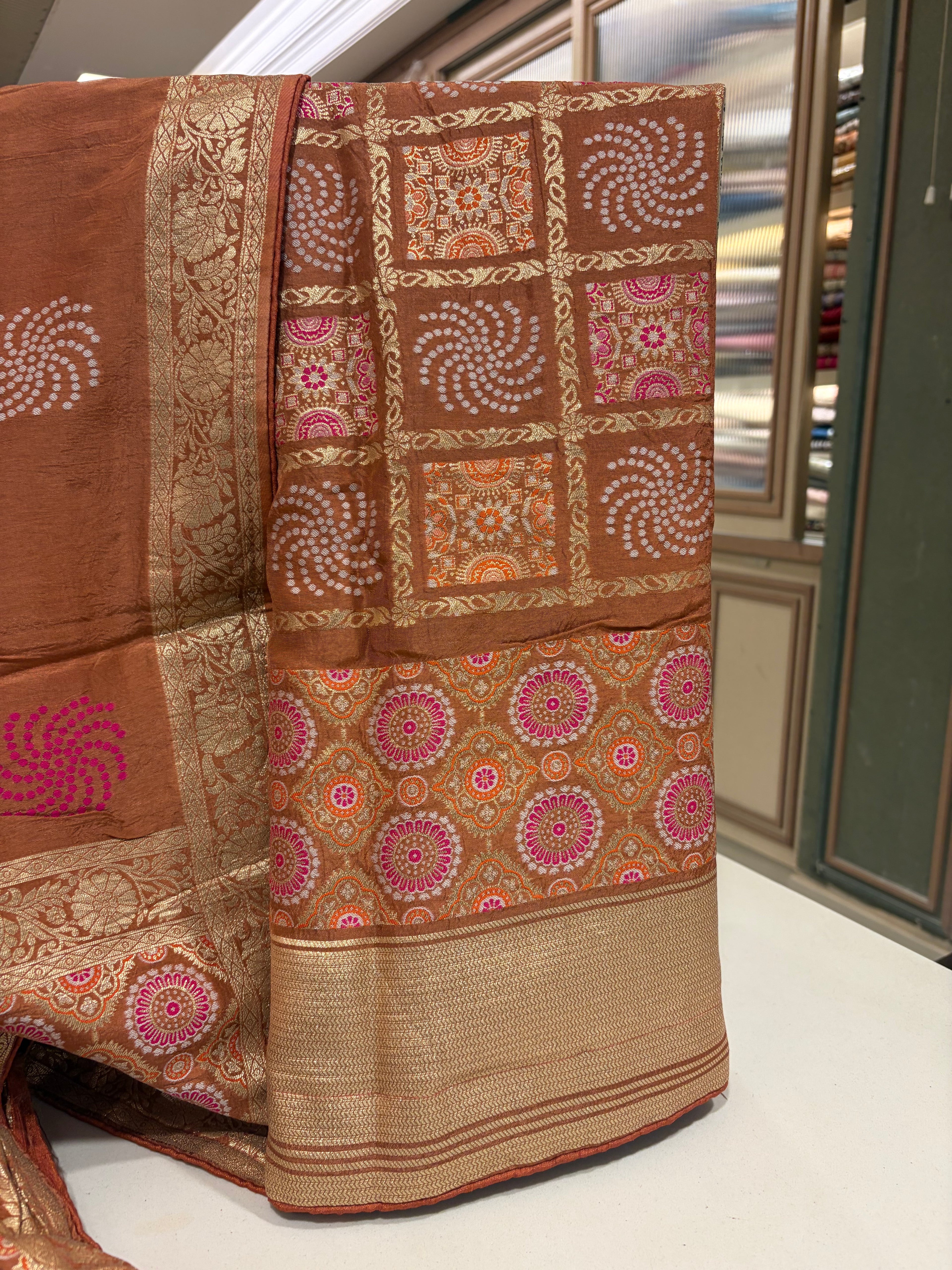 Banarasi Ghar Chola Crepe Silk Suit Set – Regal Festive Grace