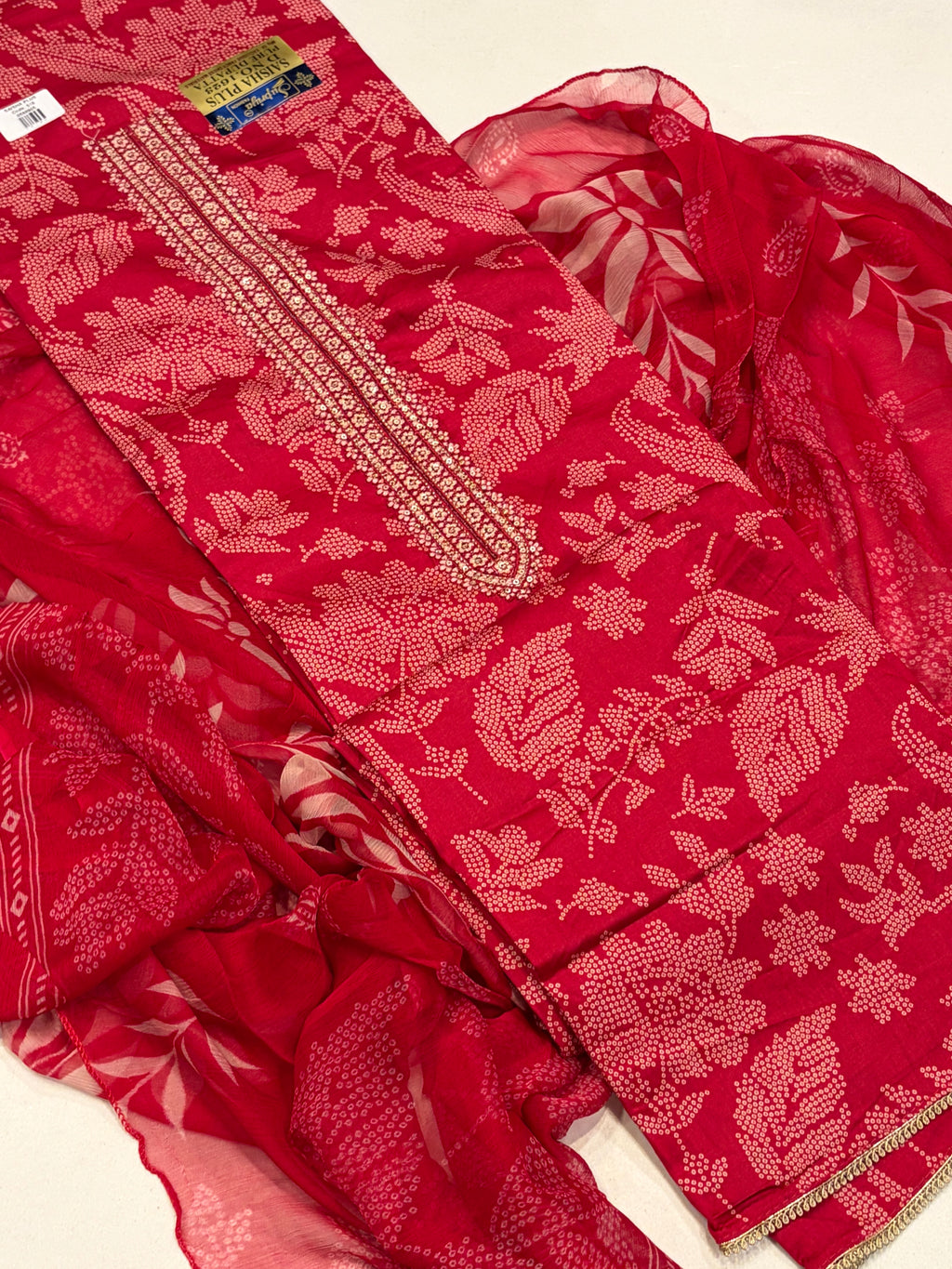 Pure Cotton Suit Set with Chiffon Dupatta