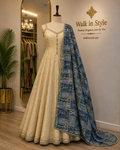 Regal Cream Anarkali with Printed Embroidered Dupatta