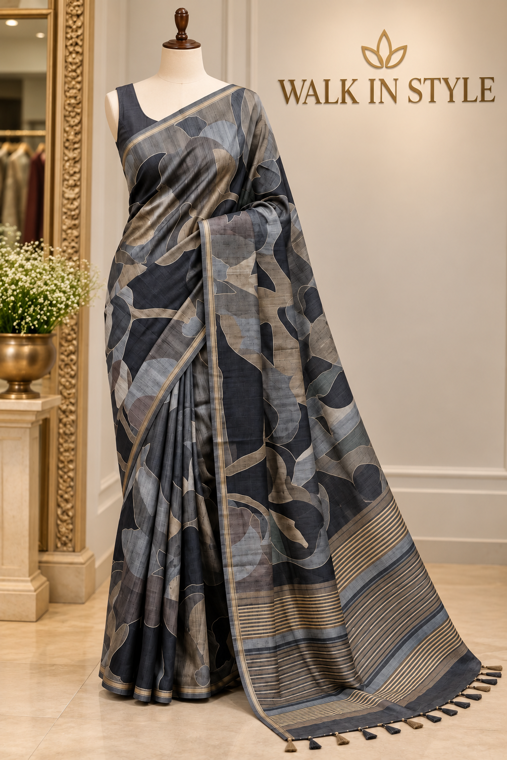 Maheshwari Tussar Abstract – Effortless Sophistication