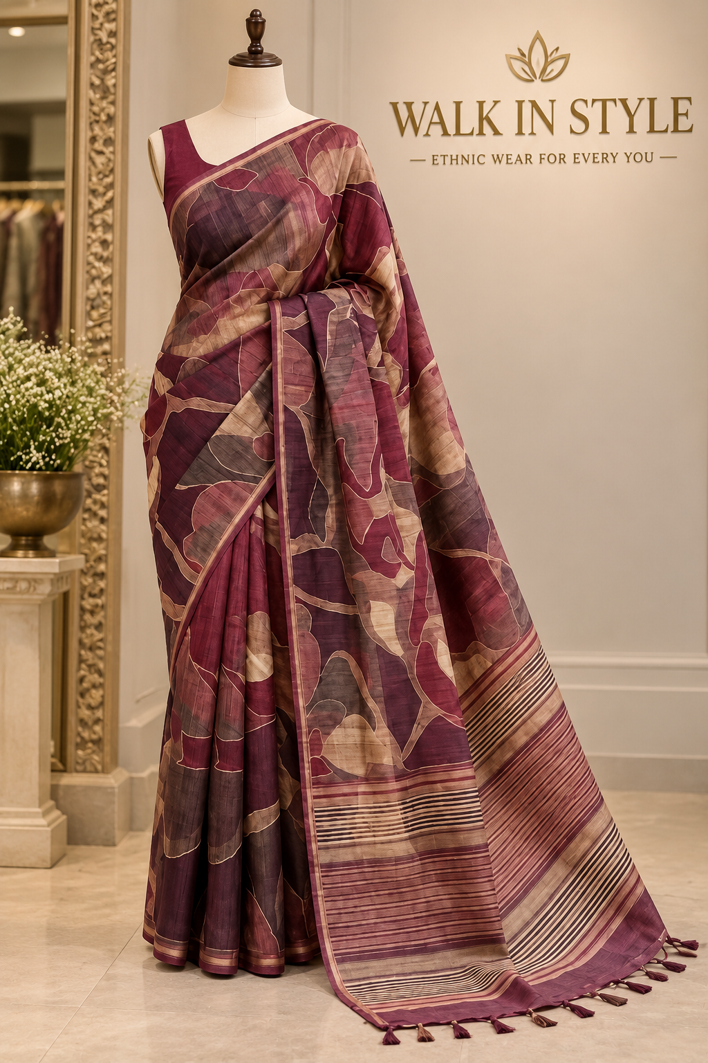 Maheshwari Tussar Abstract – Effortless Sophistication
