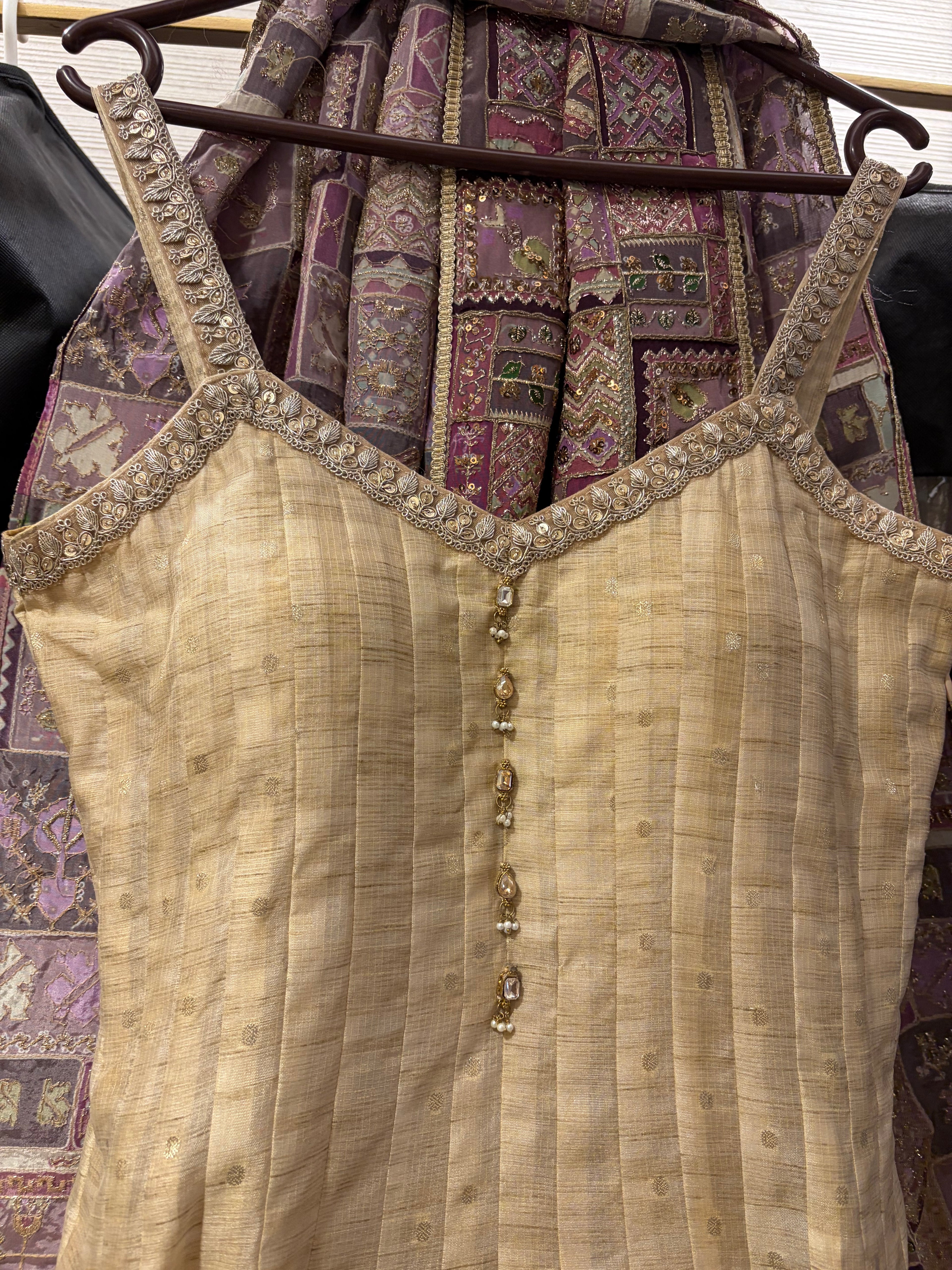 Regal Cream Anarkali with Printed Embroidered Dupatta