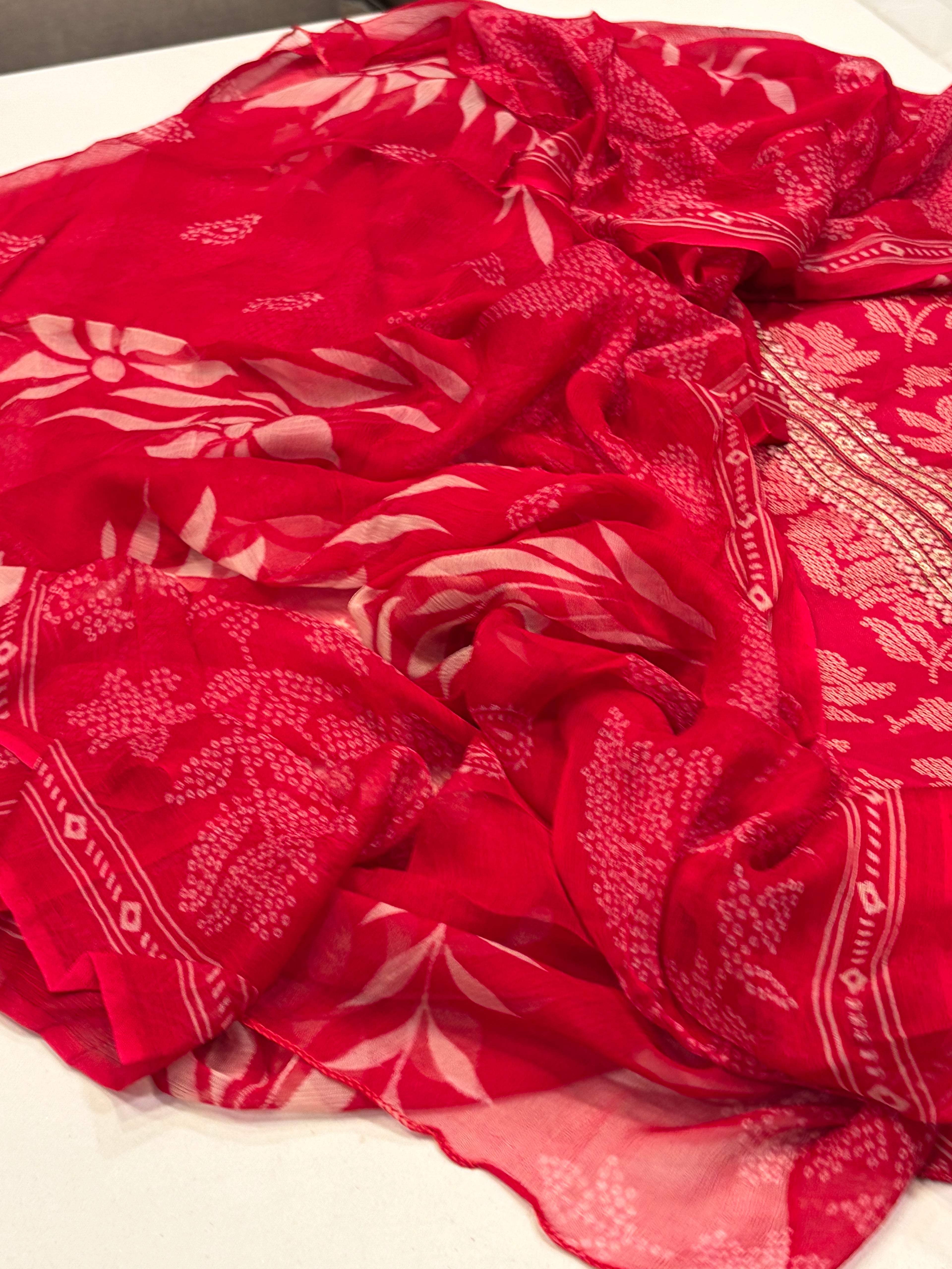 Pure Cotton Suit Set with Chiffon Dupatta