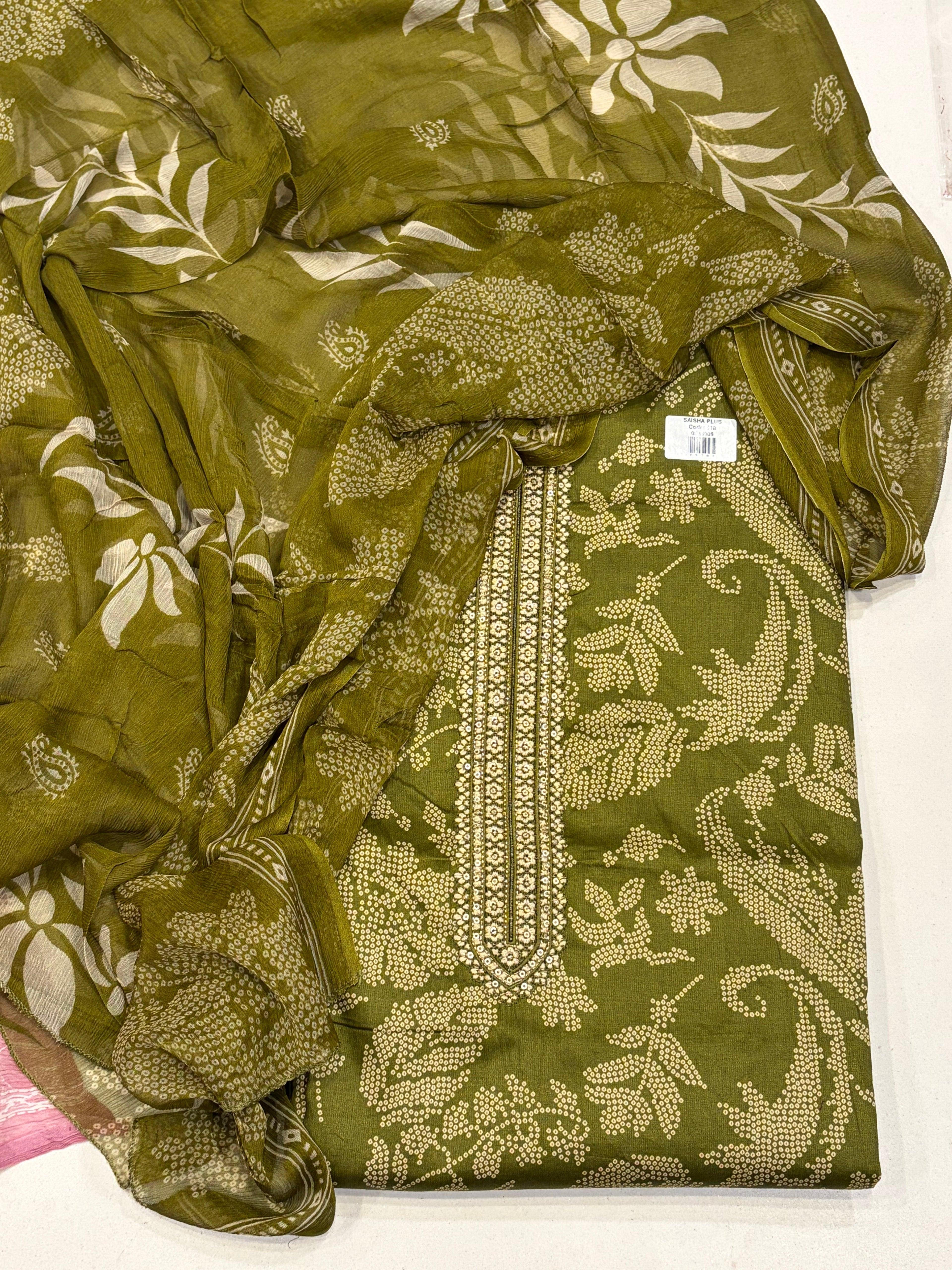Pure Cotton Suit Set with Chiffon Dupatta