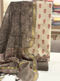 Premium Linen Cotton Threadwork Unstitched Suit Set