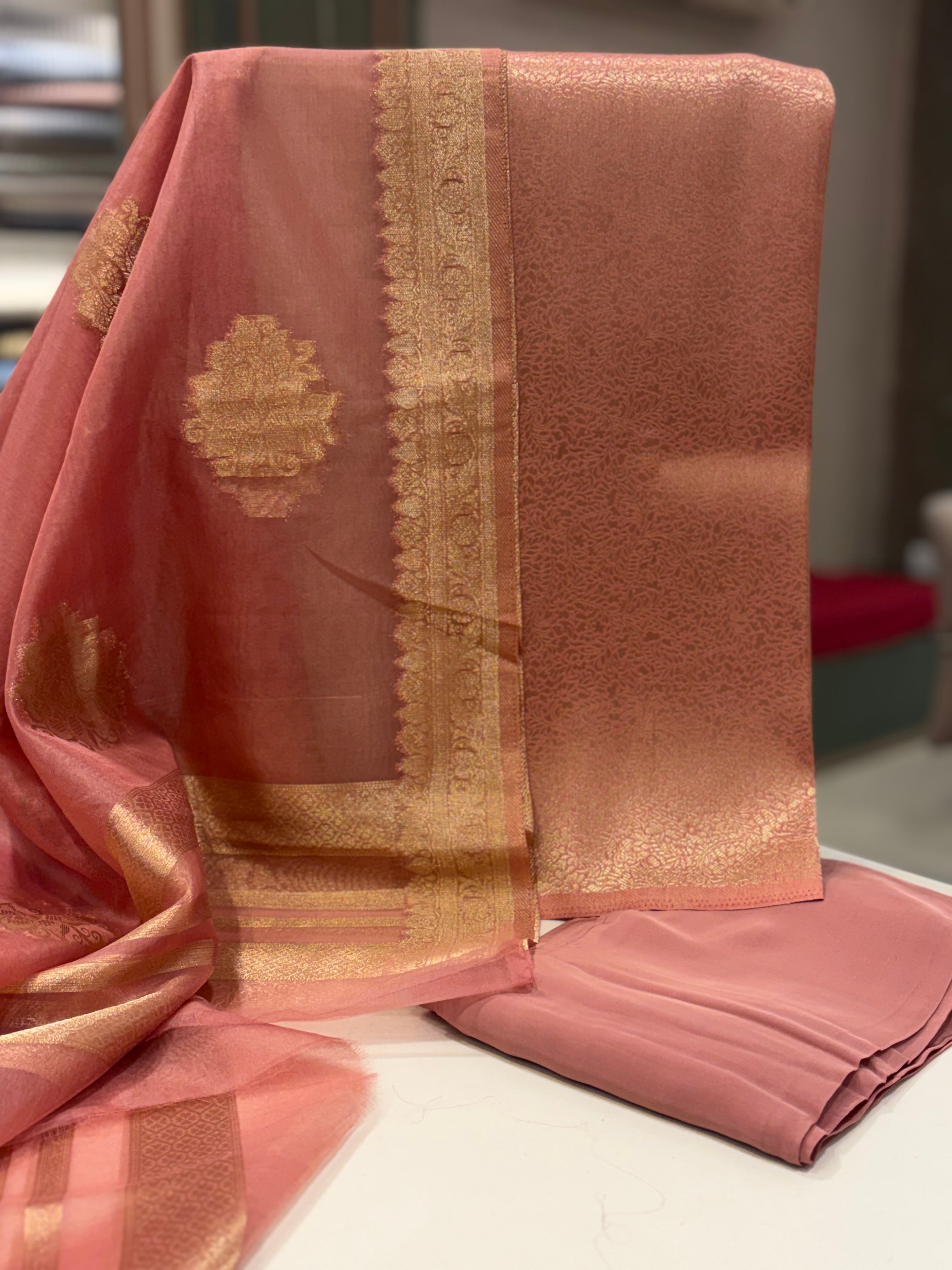 Pure Brocade Banarasi Unstitched Suit Set