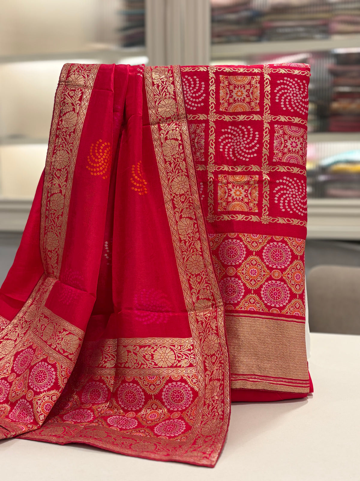 Banarasi Ghar Chola Crepe Silk Suit Set – Regal Festive Grace