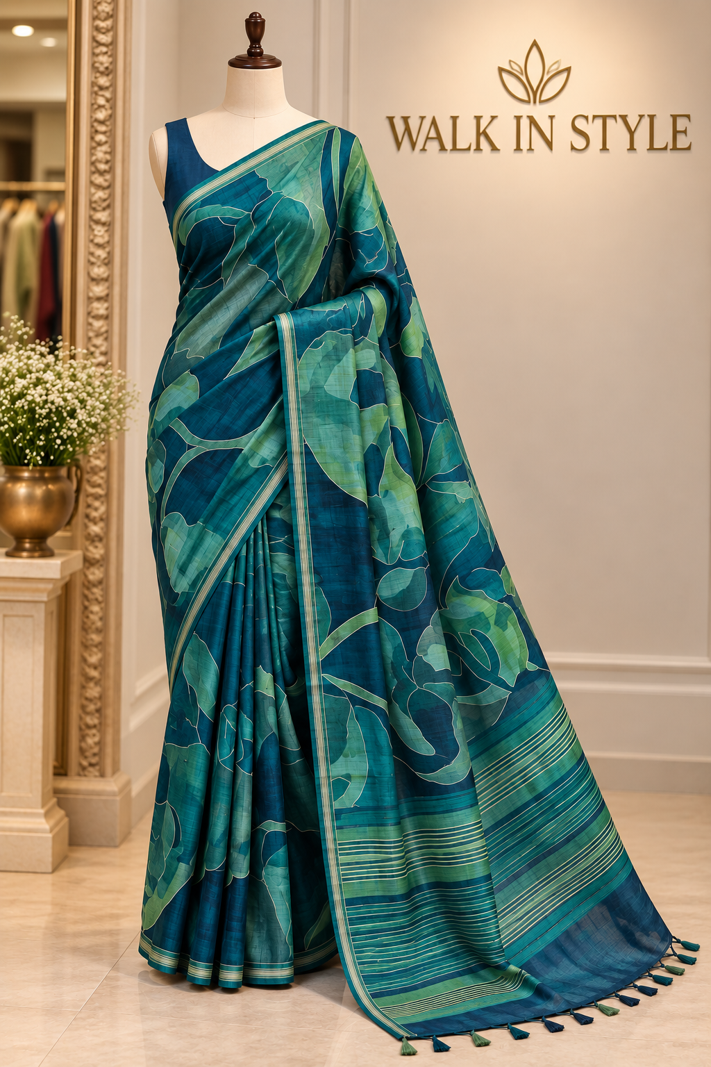 Maheshwari Tussar Abstract – Effortless Sophistication