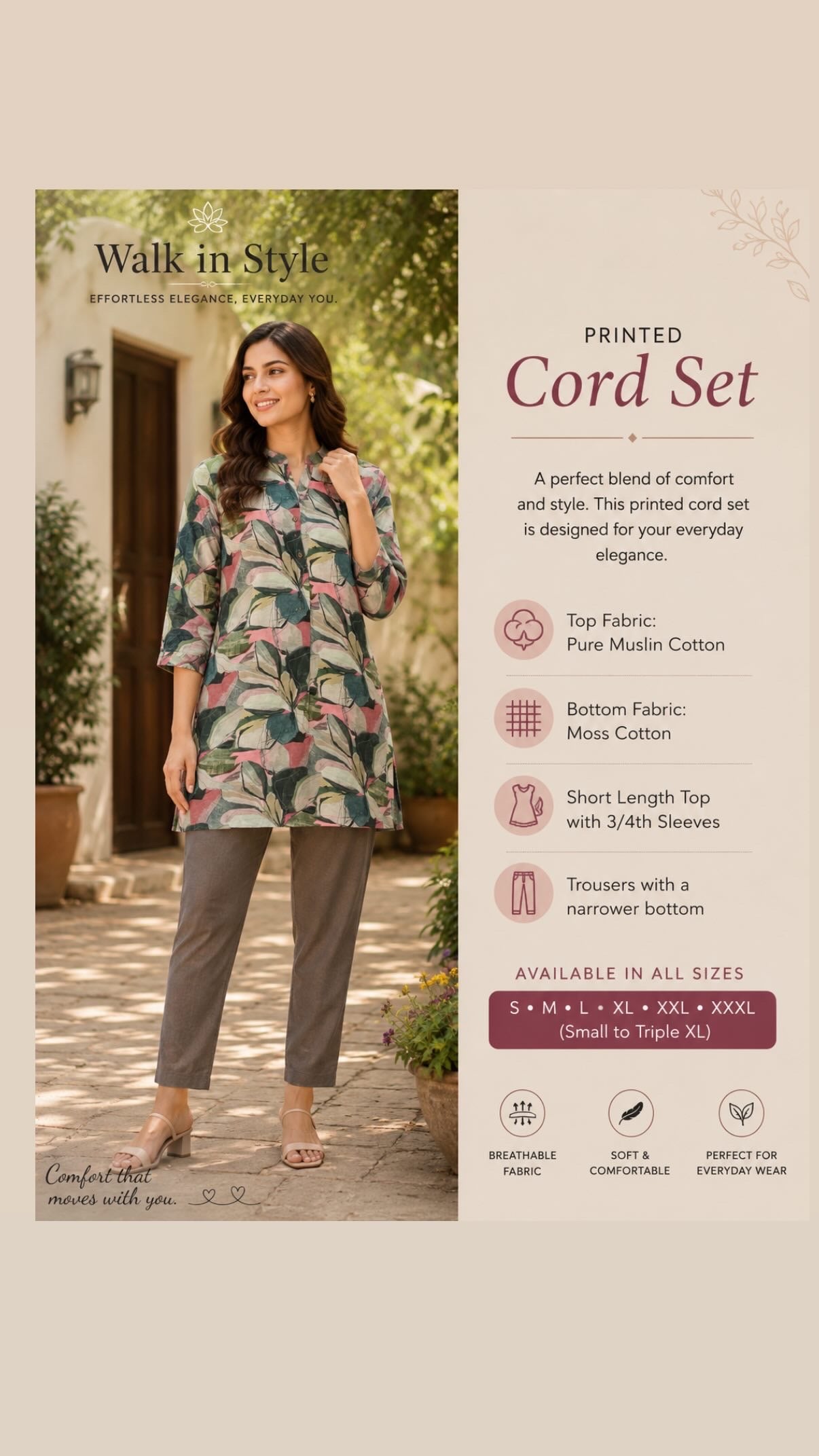 Trending Comfortable Muslin Cordsets