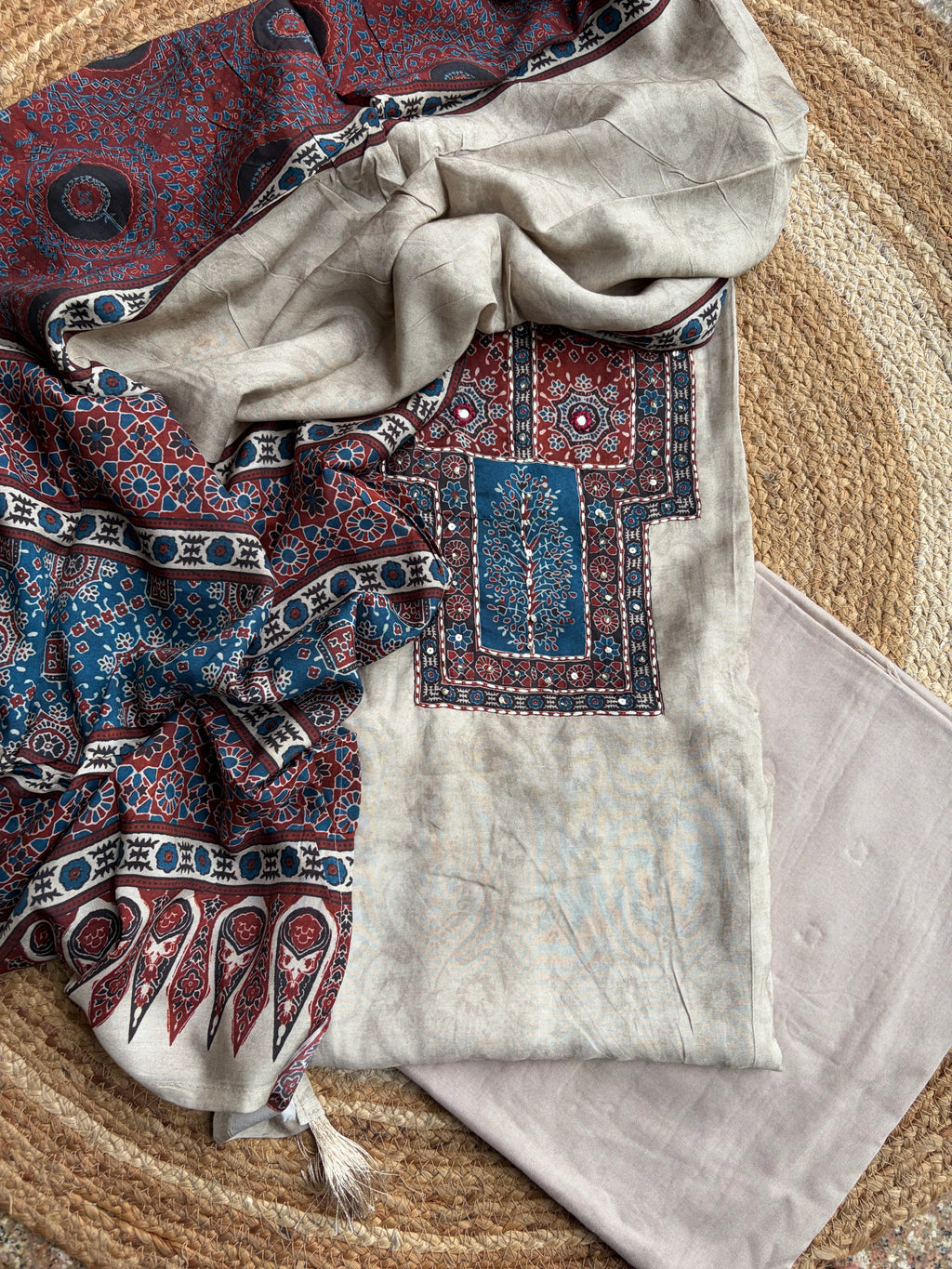 Pure Muslin Cotton Ajrakh Printed Suit Set