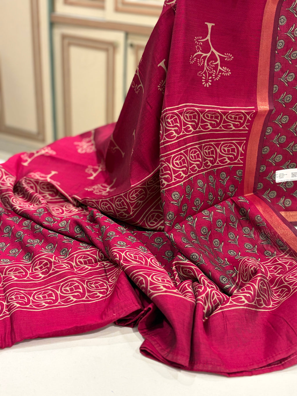 Rani Pink Floral Maheshwari
