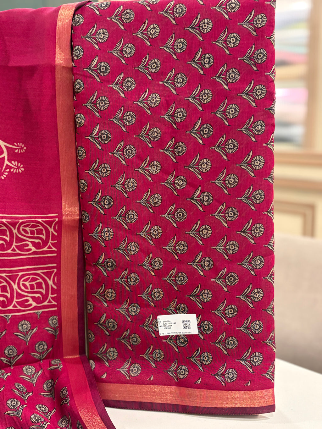 Rani Pink Floral Maheshwari