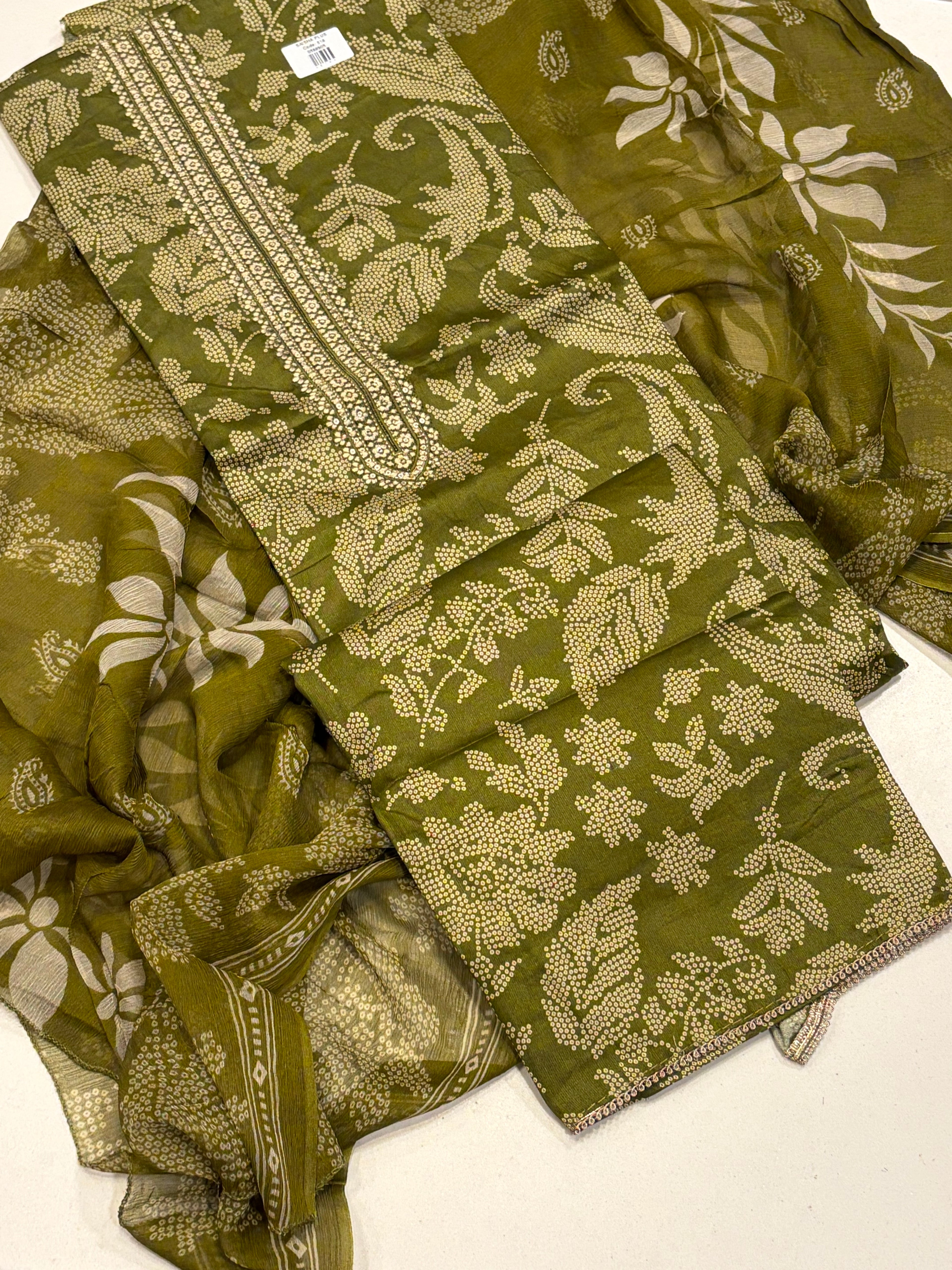 Pure Cotton Suit Set with Chiffon Dupatta