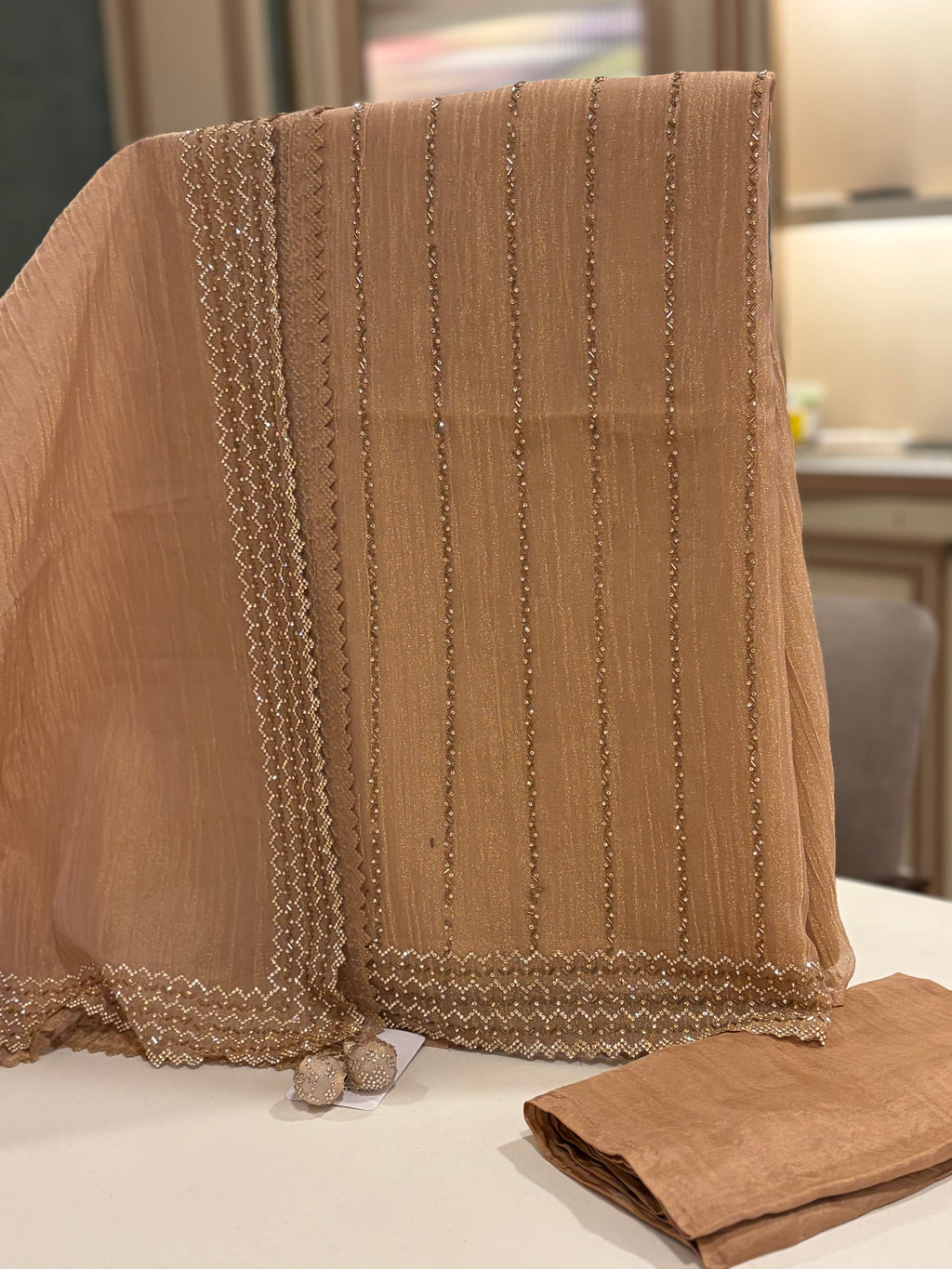 Hand-Embroidered Crush Georgette Suit Set