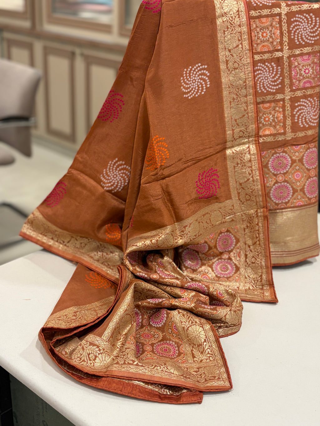 Banarasi Ghar Chola Crepe Silk Suit Set – Regal Festive Grace