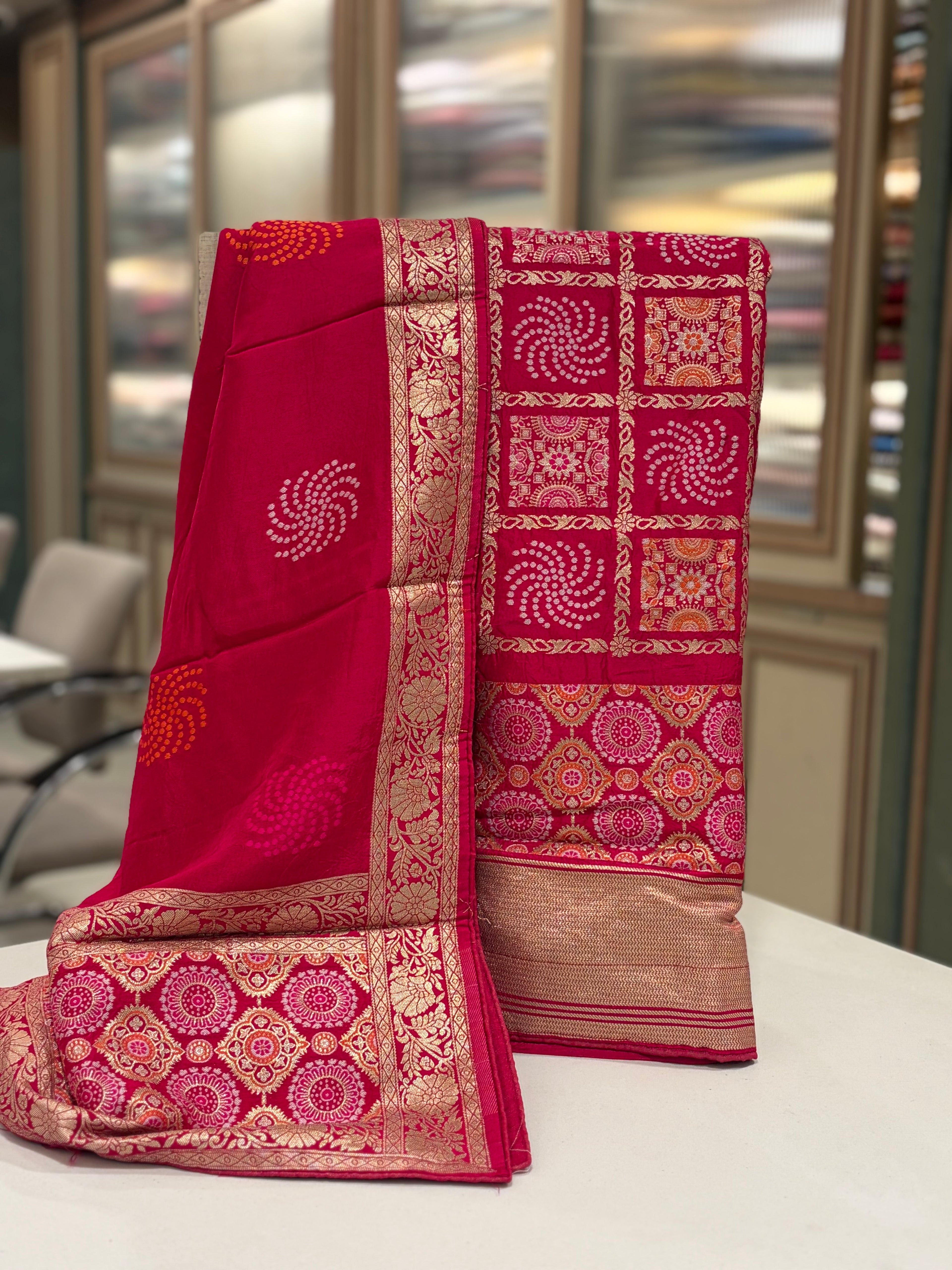 Banarasi Ghar Chola Crepe Silk Suit Set – Regal Festive Grace
