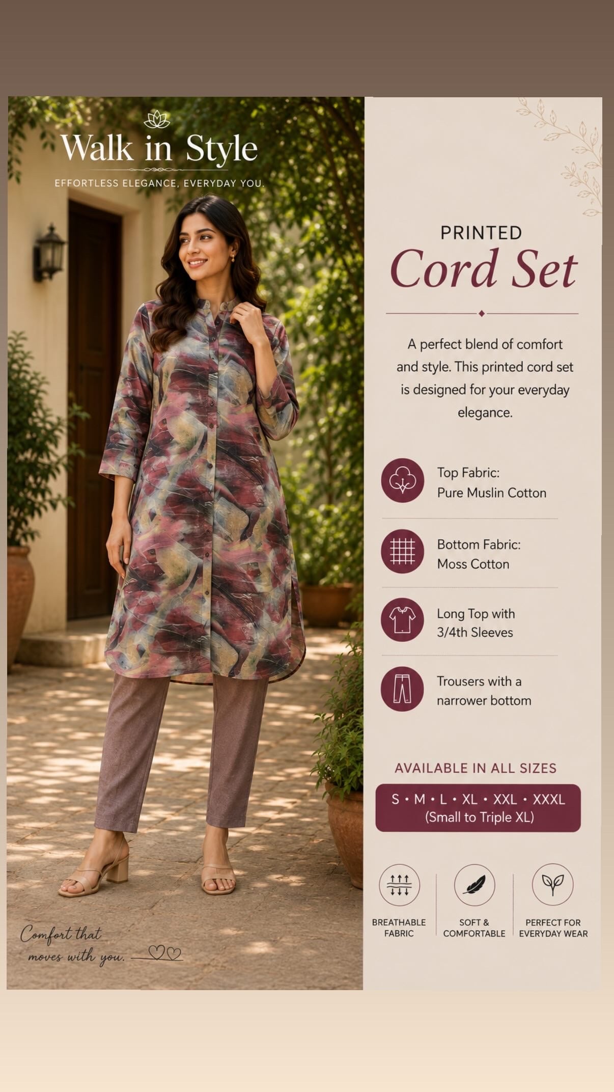 Trending Comfortable Muslin Cordsets ) )