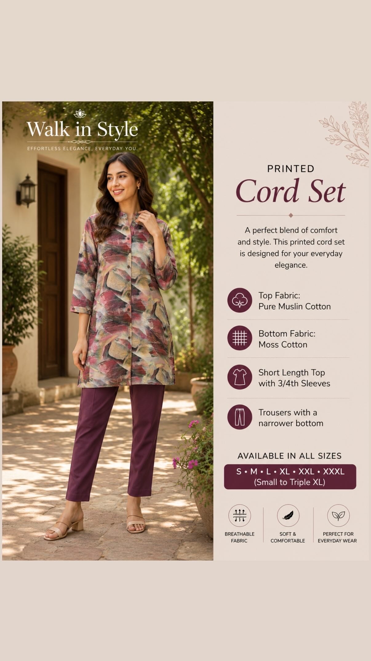 Trending Comfortable Muslin Cordsets )