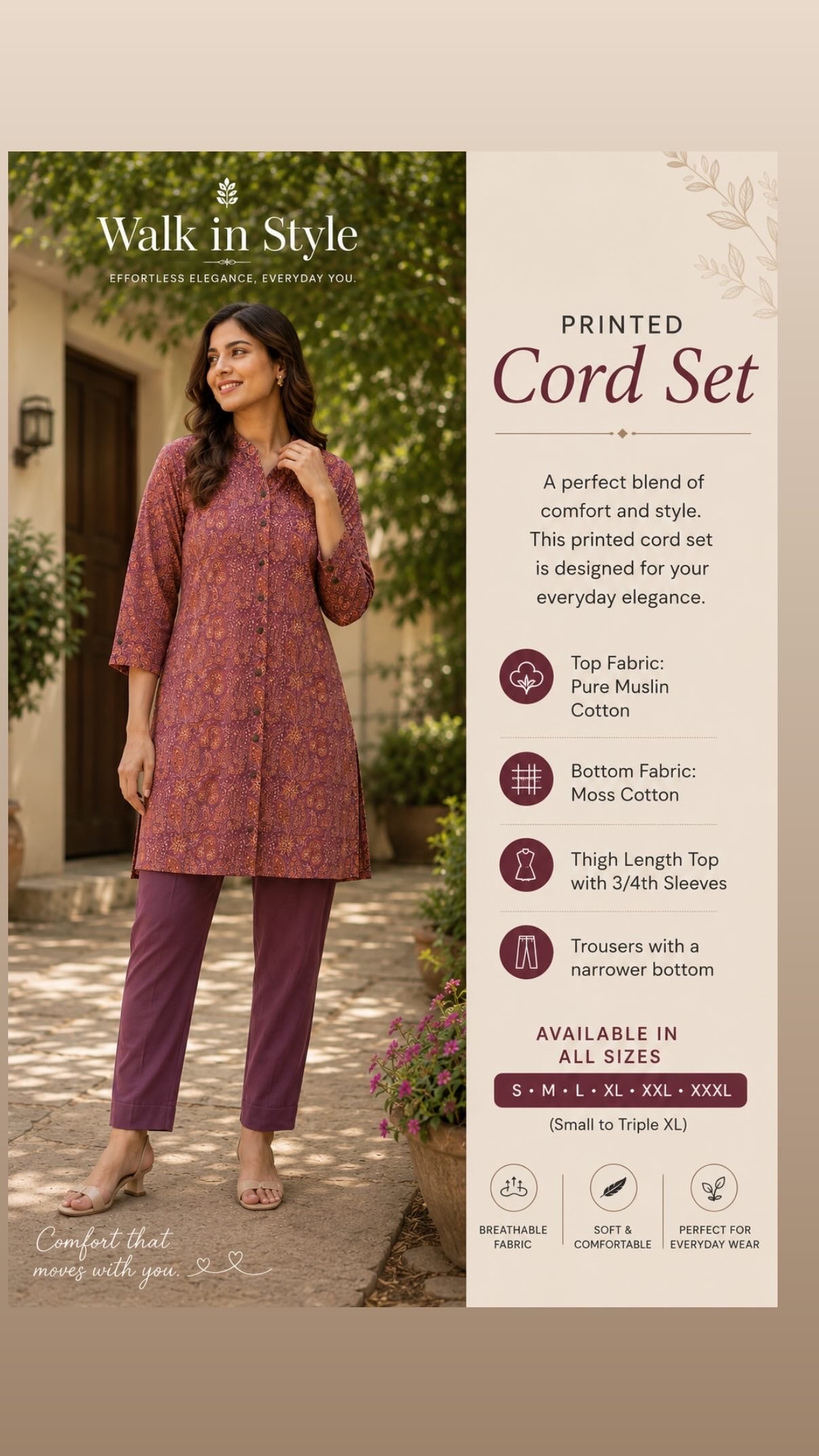 Trending Comfortable Muslin Cordsets
