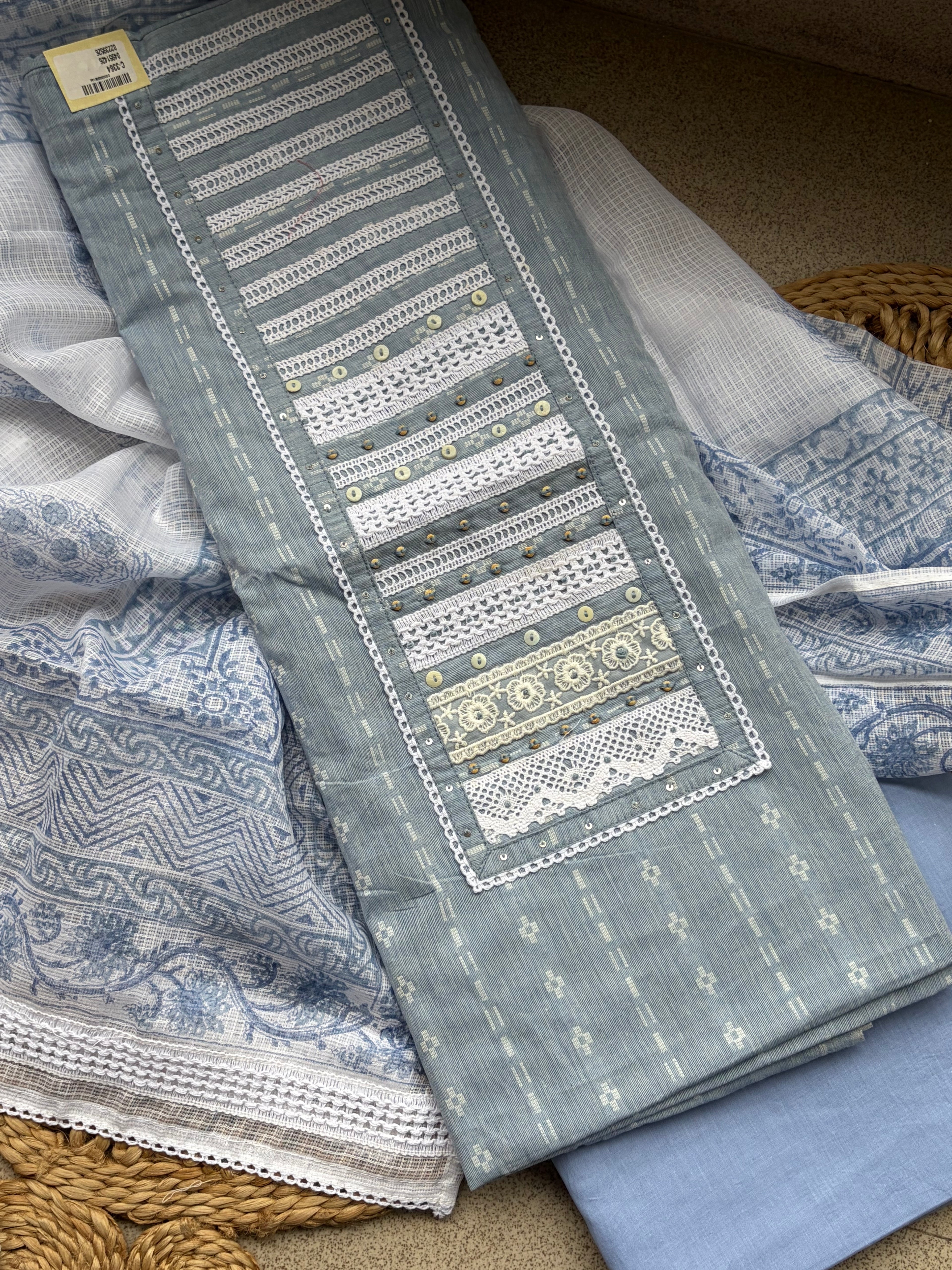 Pure Handloom Cotton Suit Set with Kota Dupatta