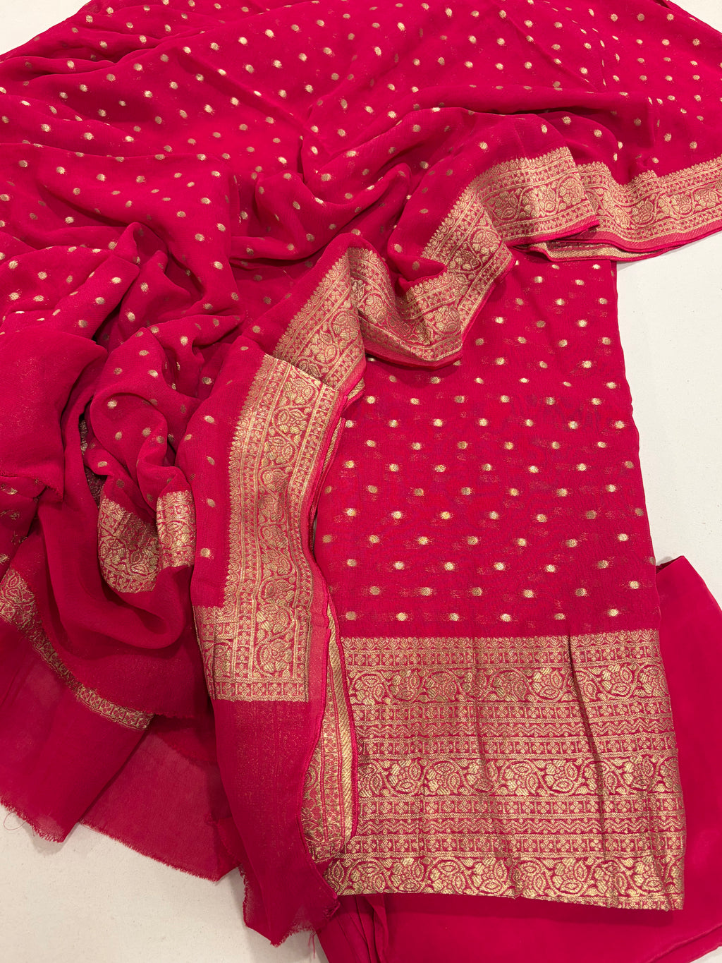 Classic Banarasi Georgette Zari Bindi Suit Set