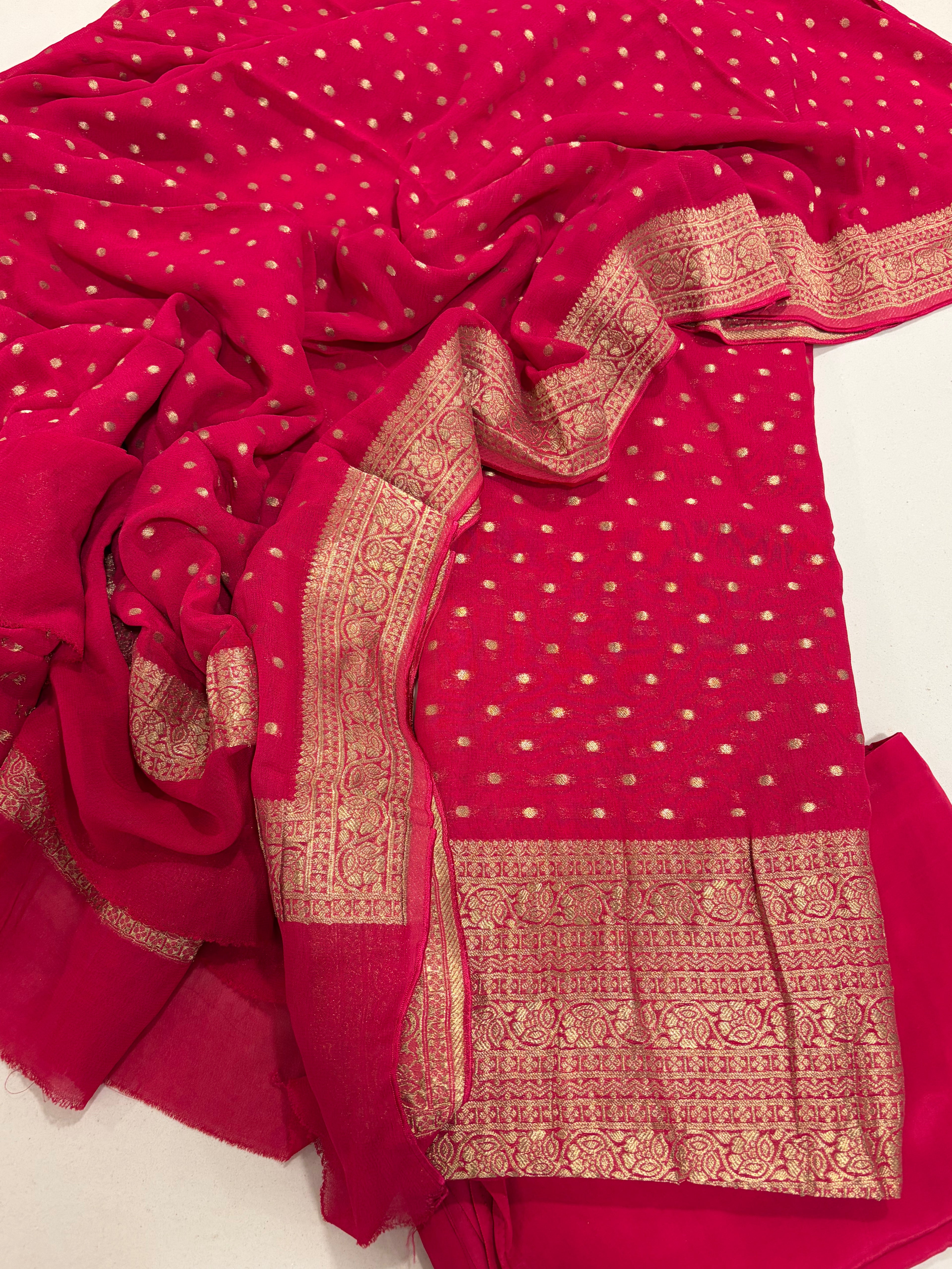 Classic Banarasi Georgette Zari Bindi Suit Set