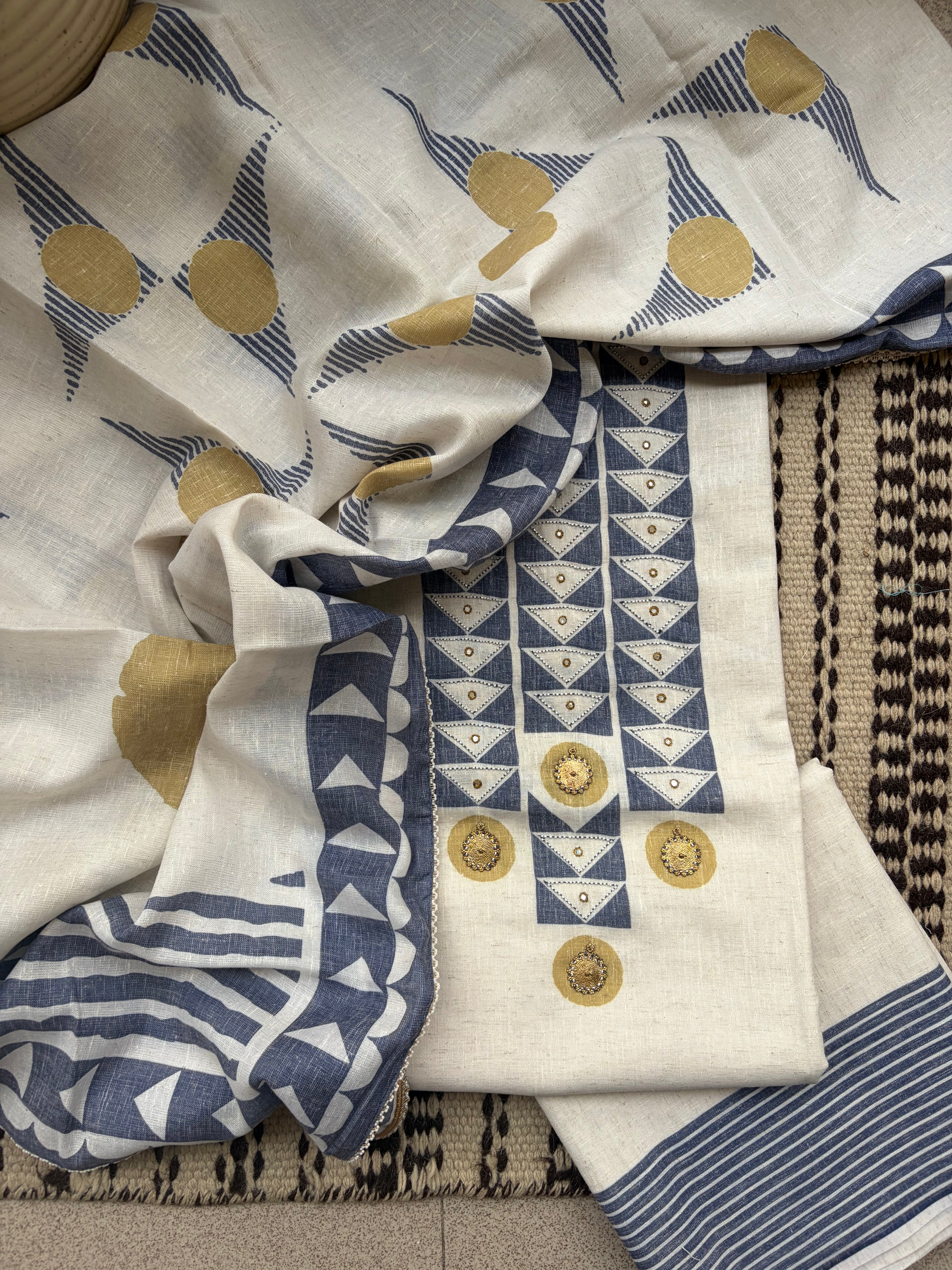 Premium Linen Cotton Unstitched Suit Set