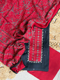 Midnight Black Modal Suit Set with Floral Print Dupatta