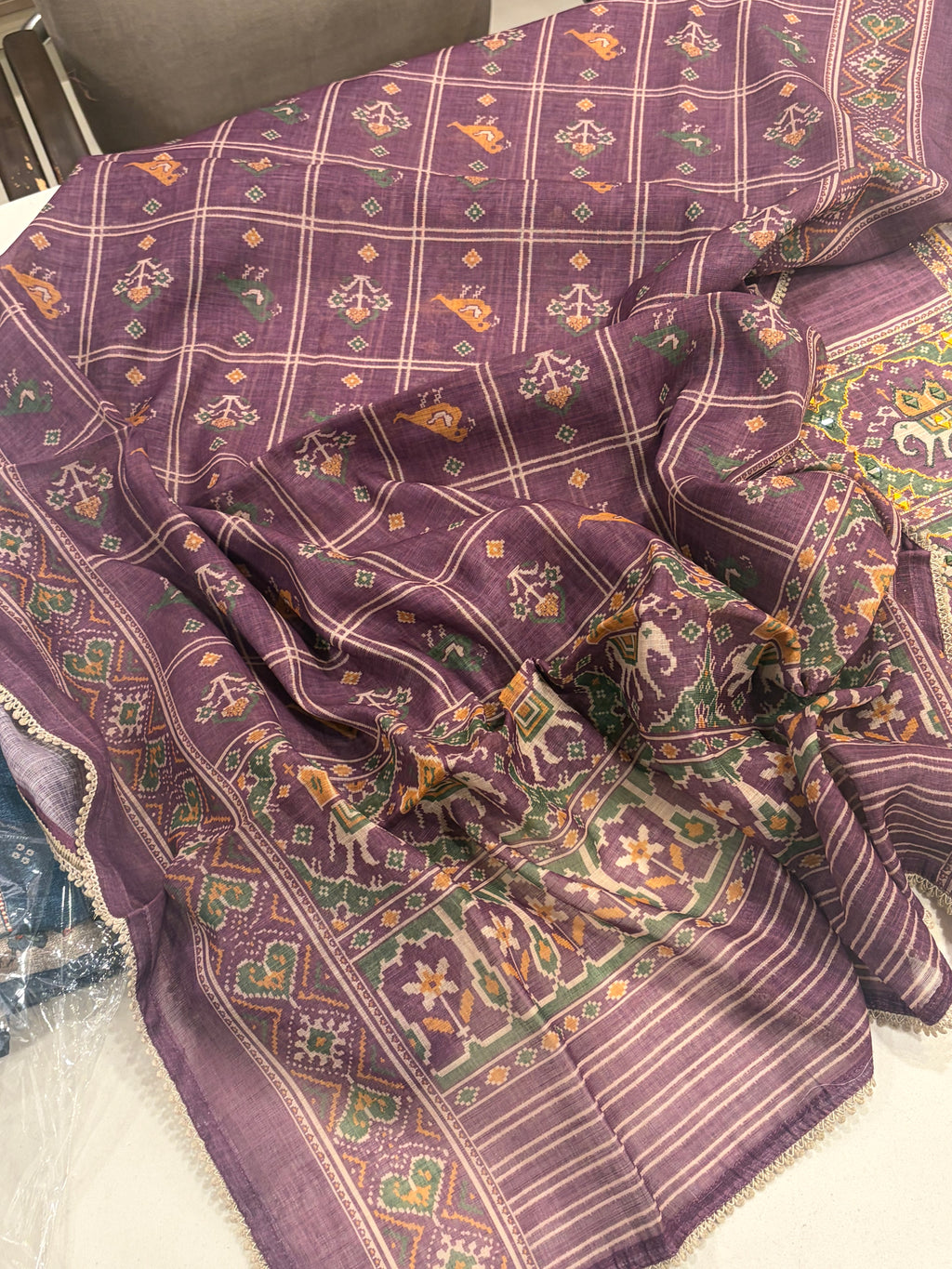 Soft Linen Maheshwari Festive Suit Set