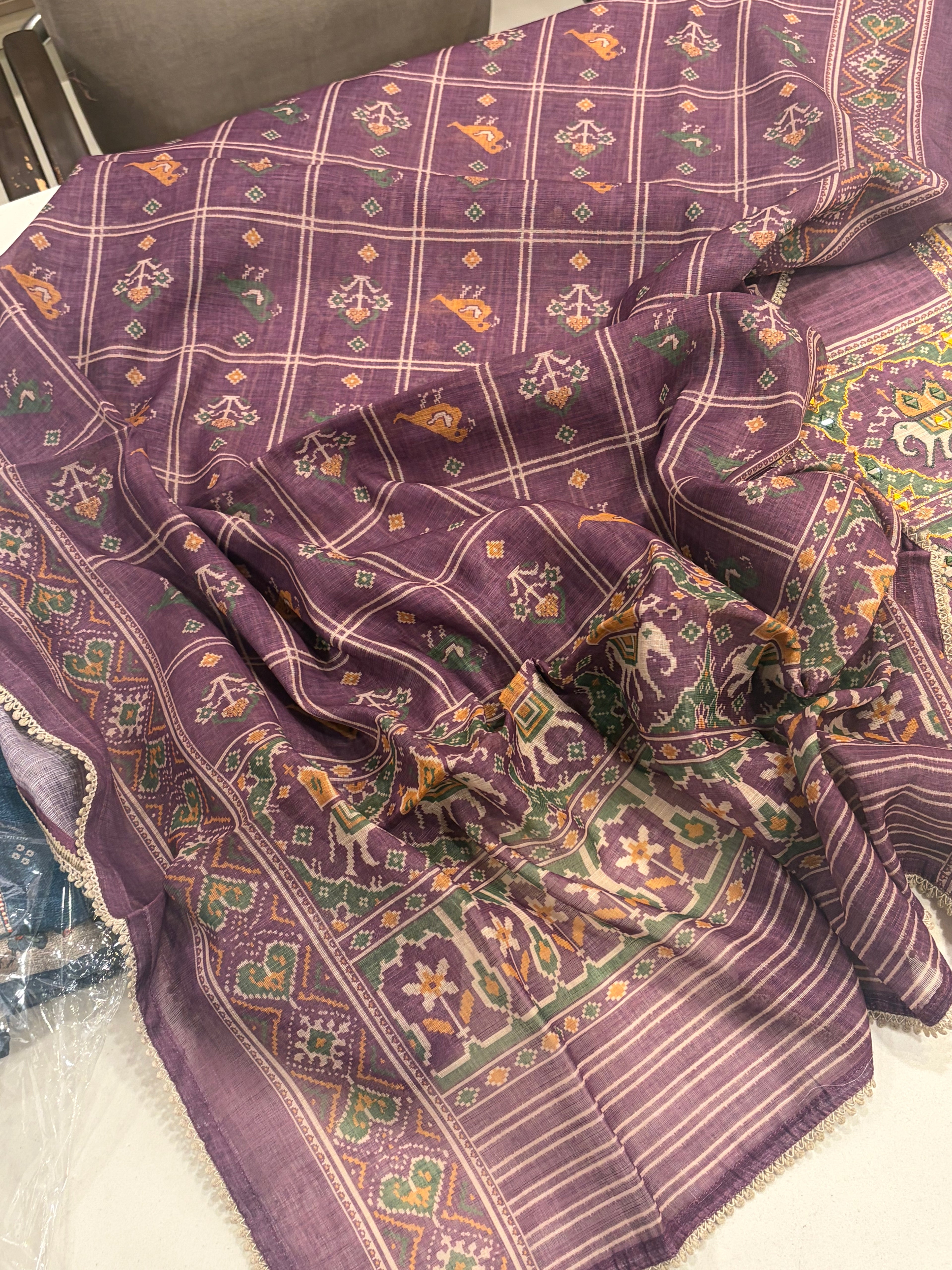 Soft Linen Maheshwari Festive Suit Set