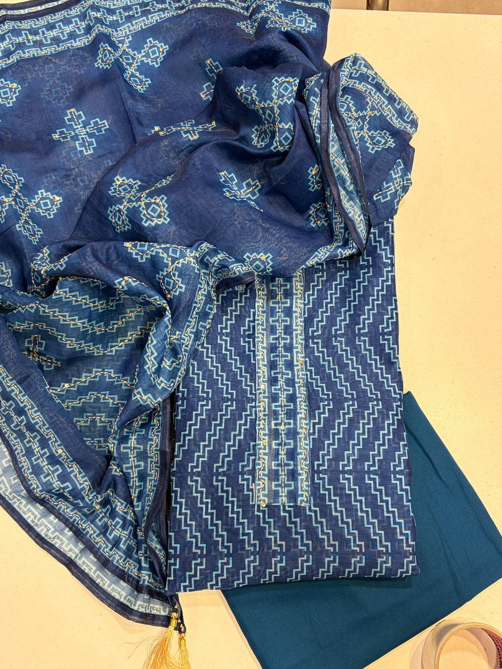 Maheshwari Kantha Heritage Suit Set
