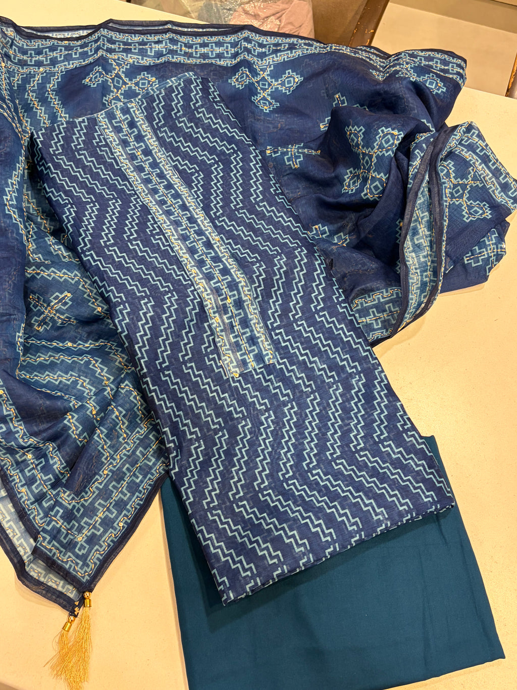 Maheshwari Kantha Heritage Suit Set