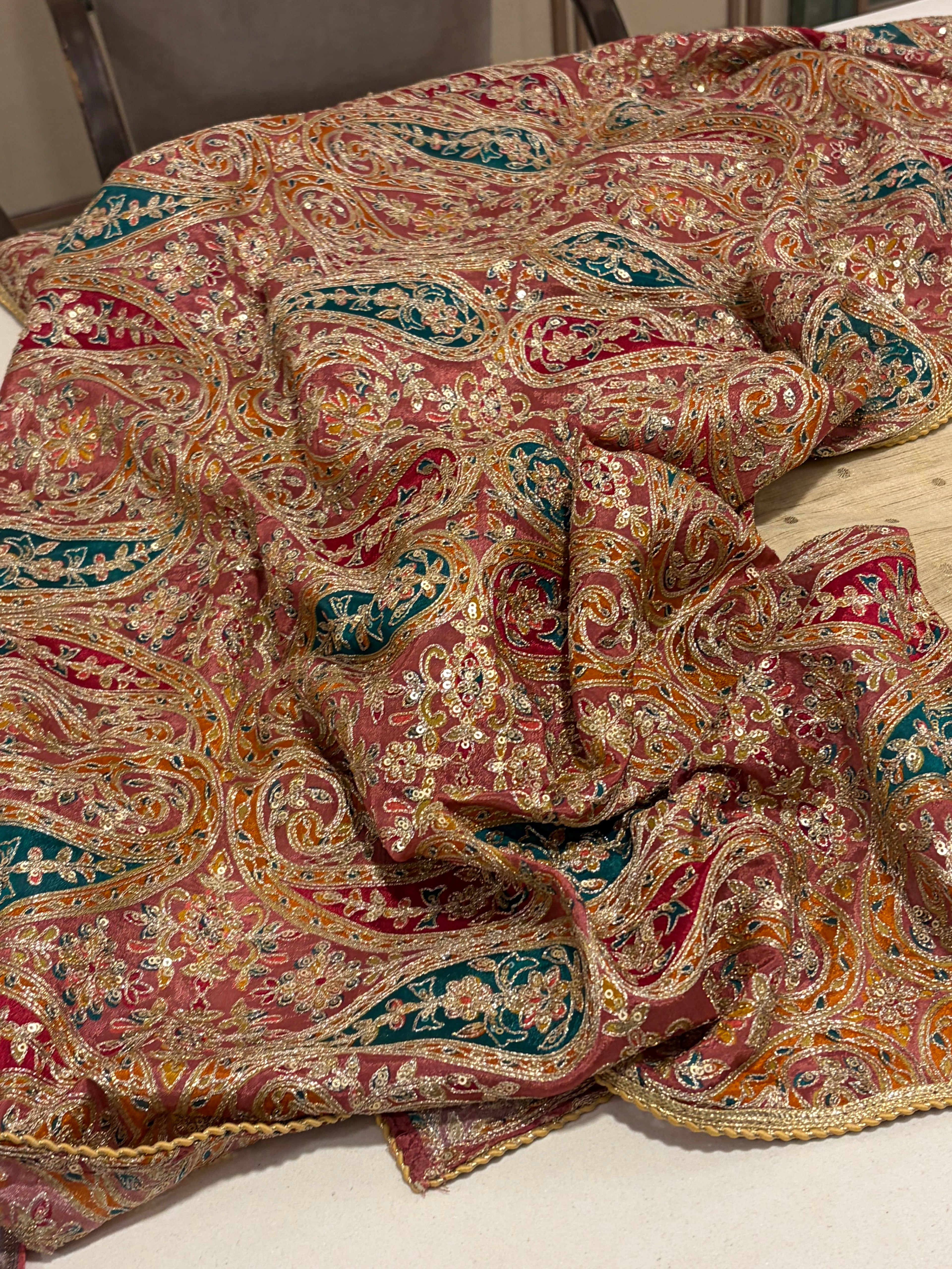 Royal Banarasi Chanderi Suit Set with Pakistani Embroidered Dupatta
