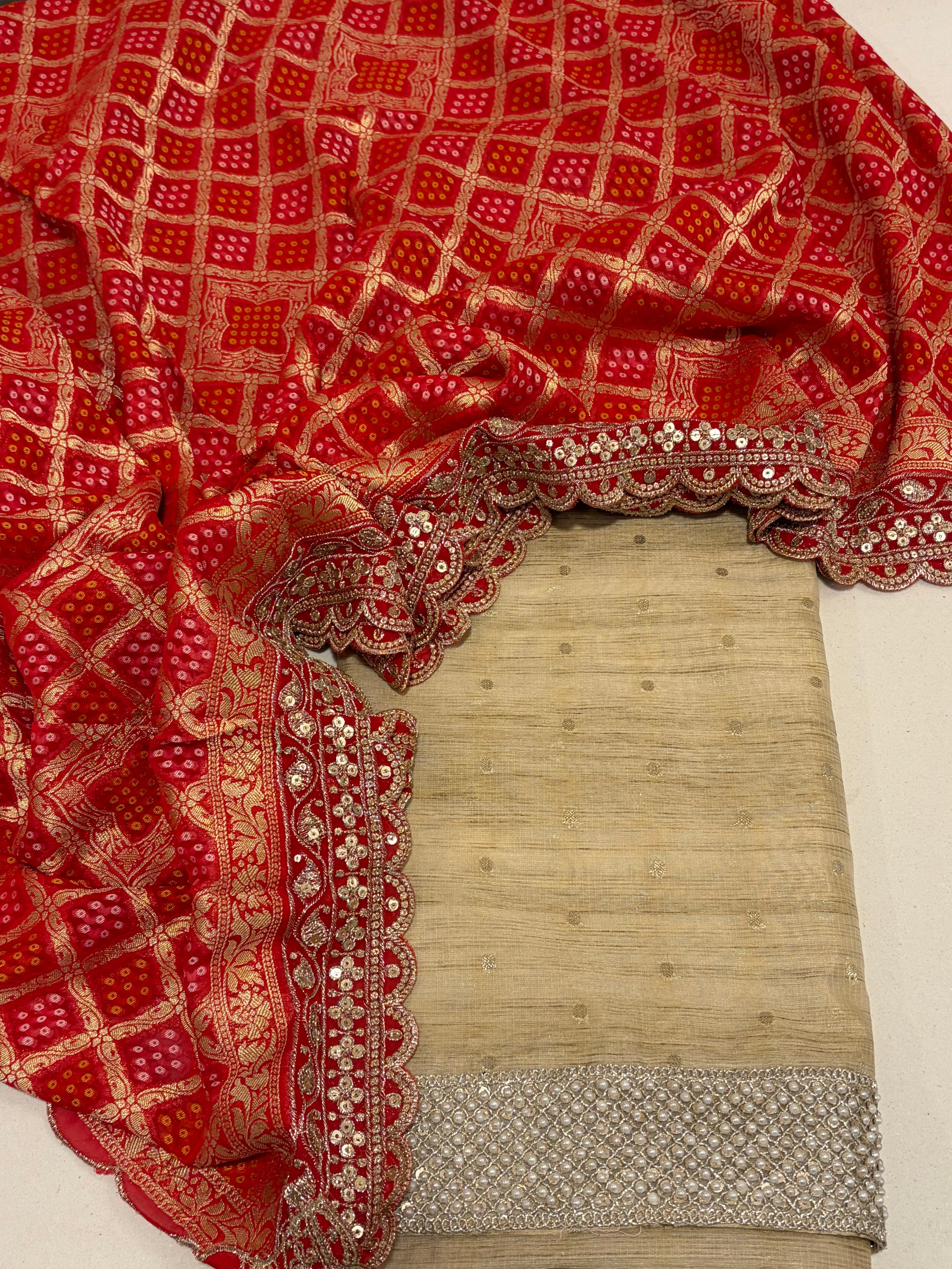 Premium Banarasi Chanderi Suit Set with Traditional Gharchola Dupatta