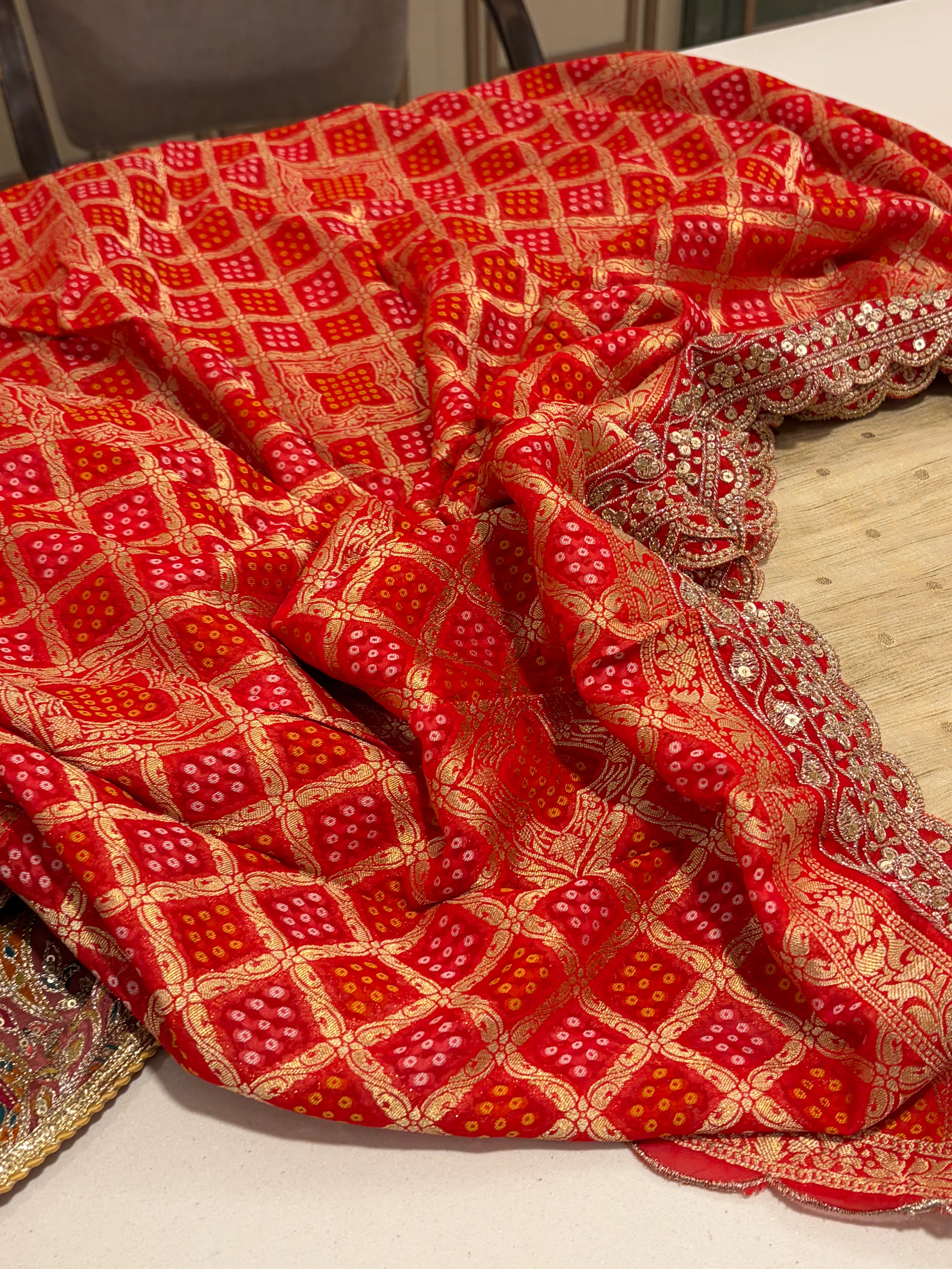 Premium Banarasi Chanderi Suit Set with Traditional Gharchola Dupatta