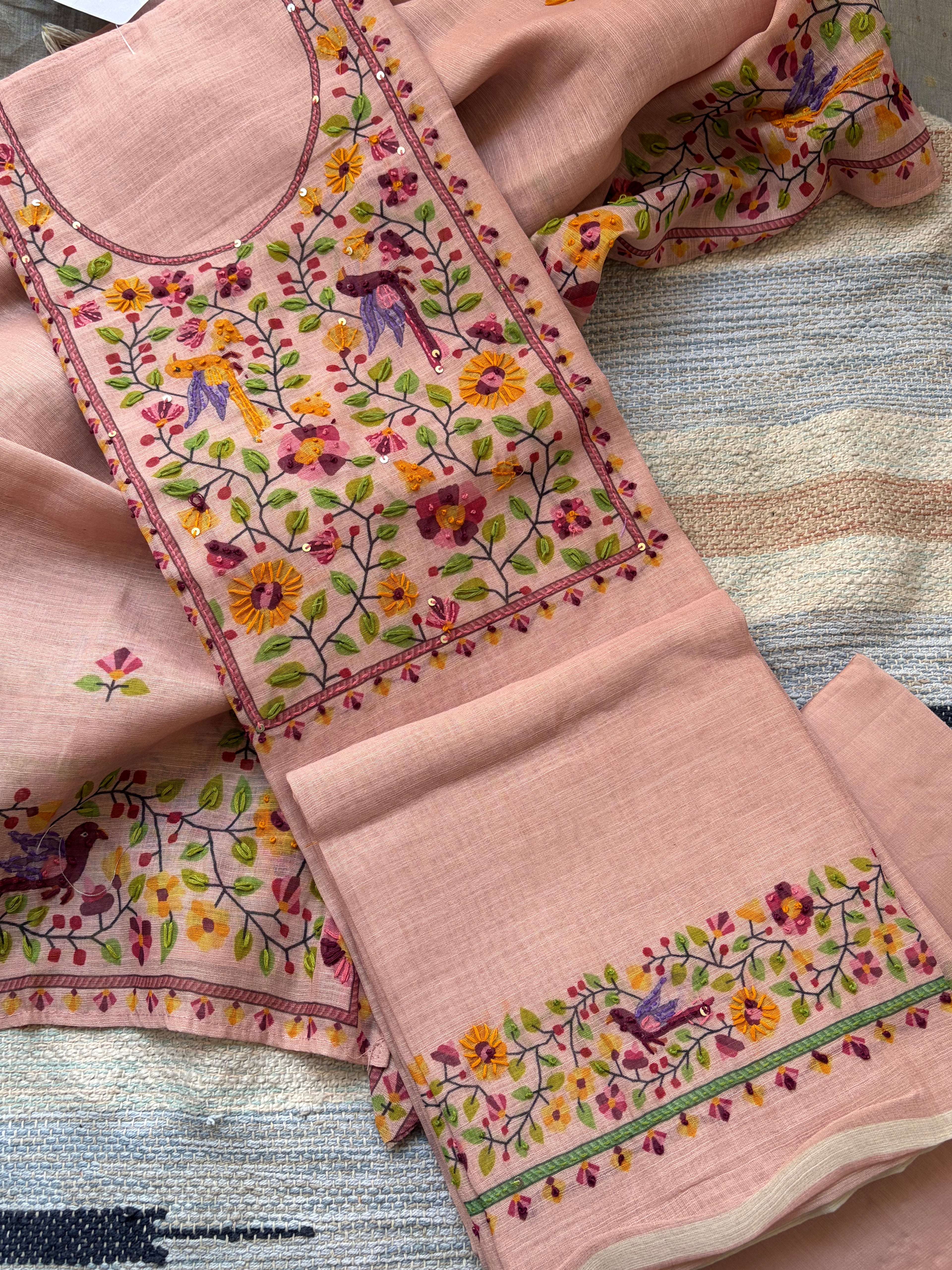 Soft Maheshwari Embroidered Unstitched Suit Set