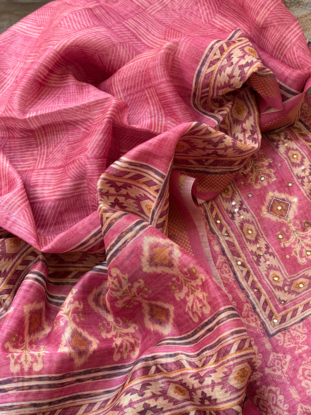 Soft Maheshwari Printed Unstitched Suit Set