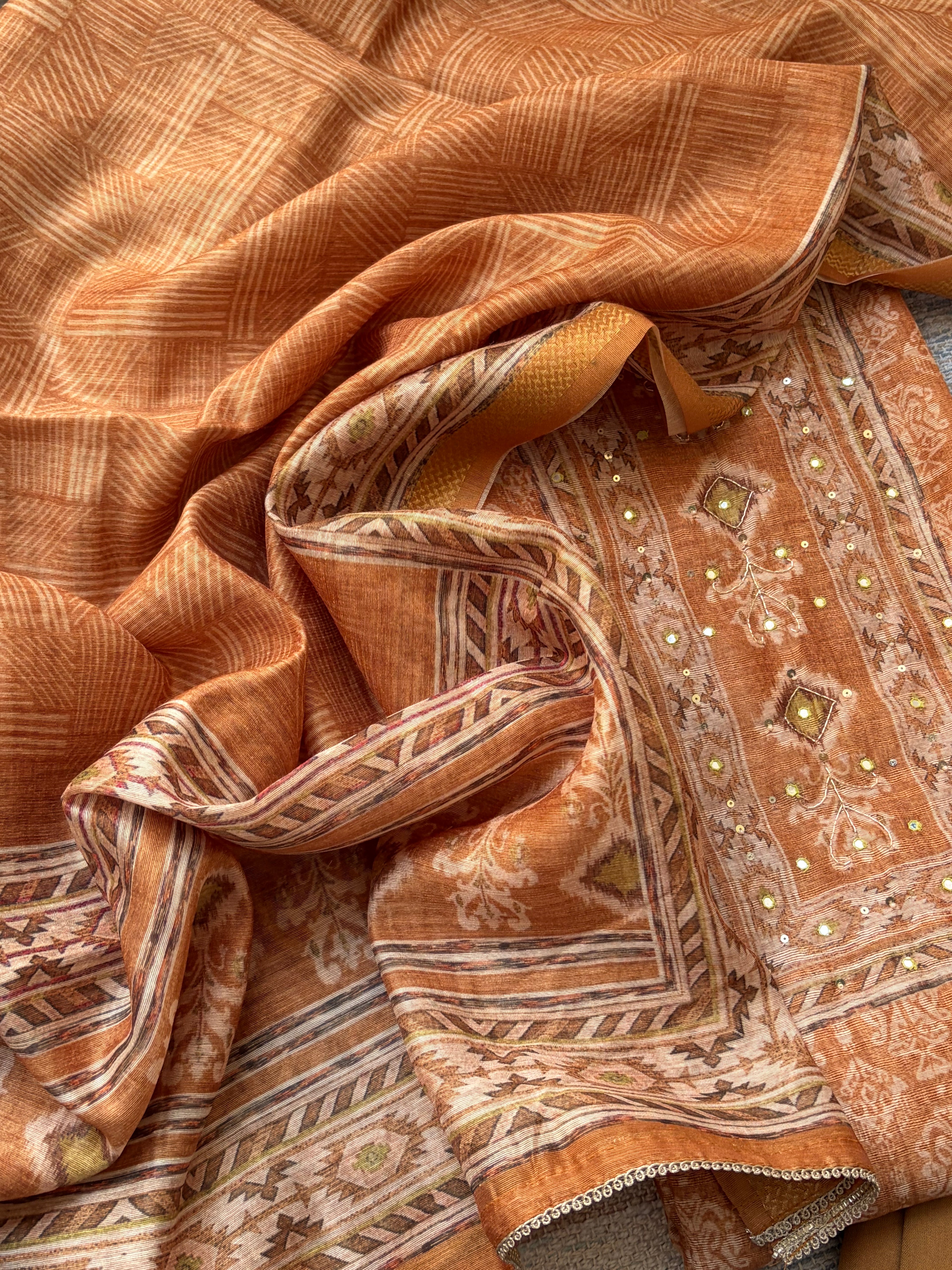 Soft Maheshwari Printed Unstitched Suit Set