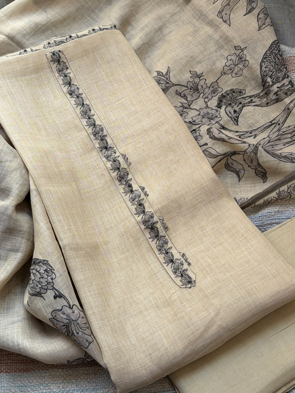 Linen Maheshwari Unstitched Suit Set