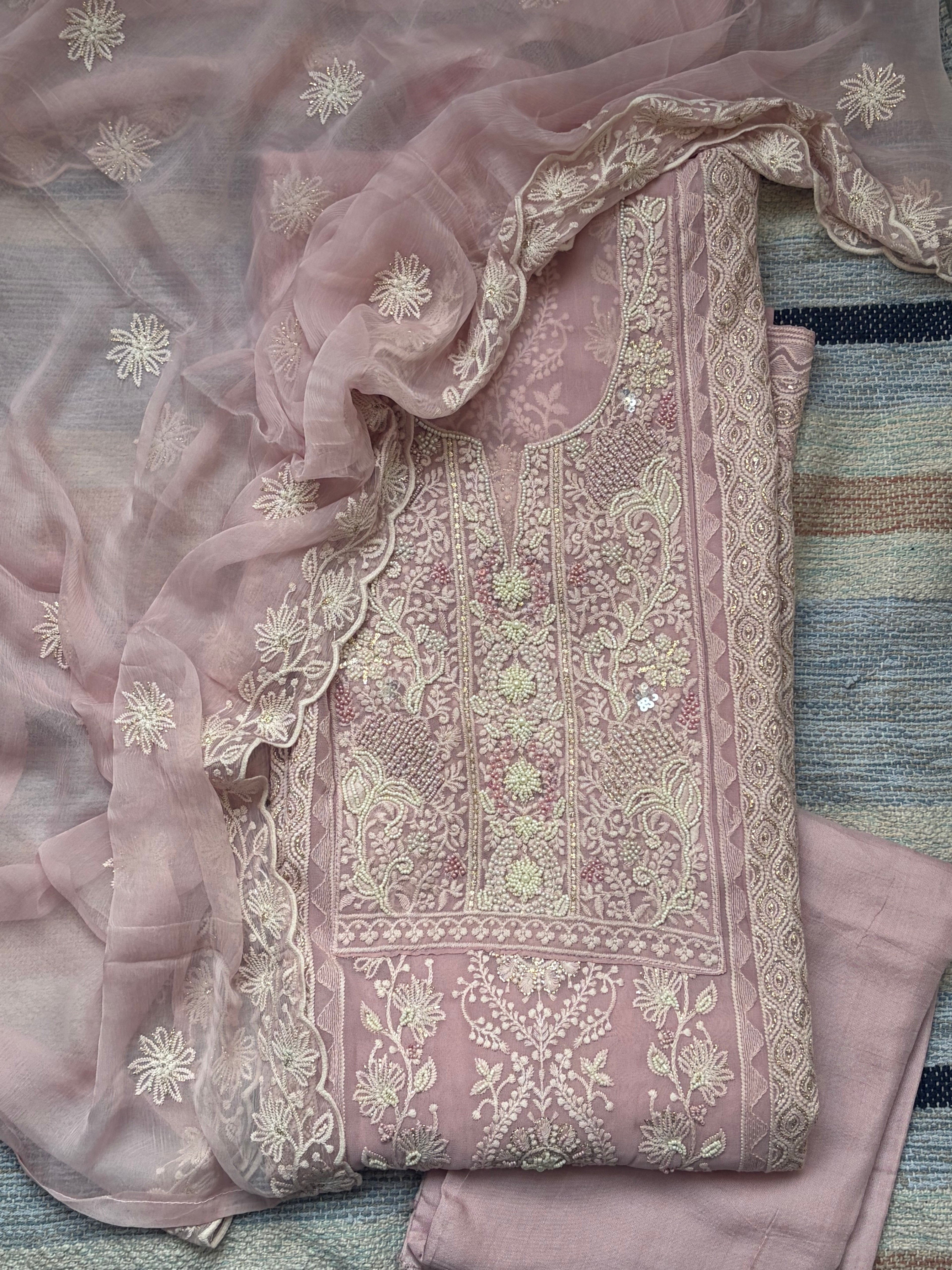 Georgette Chikankari Threadwork Suit Set