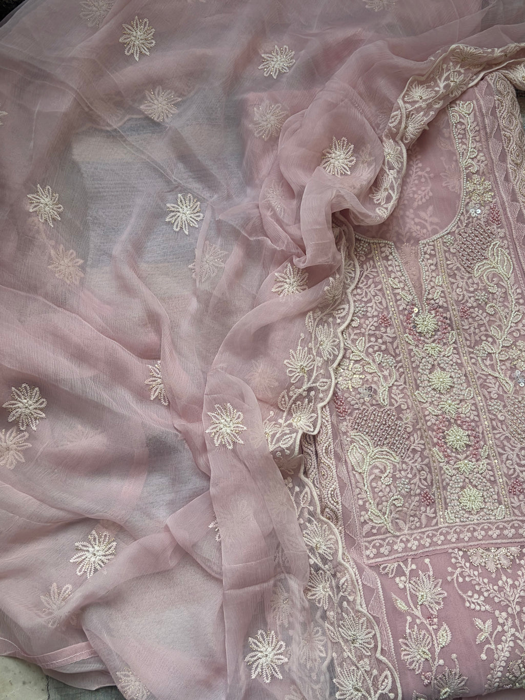 Georgette Chikankari Threadwork Suit Set