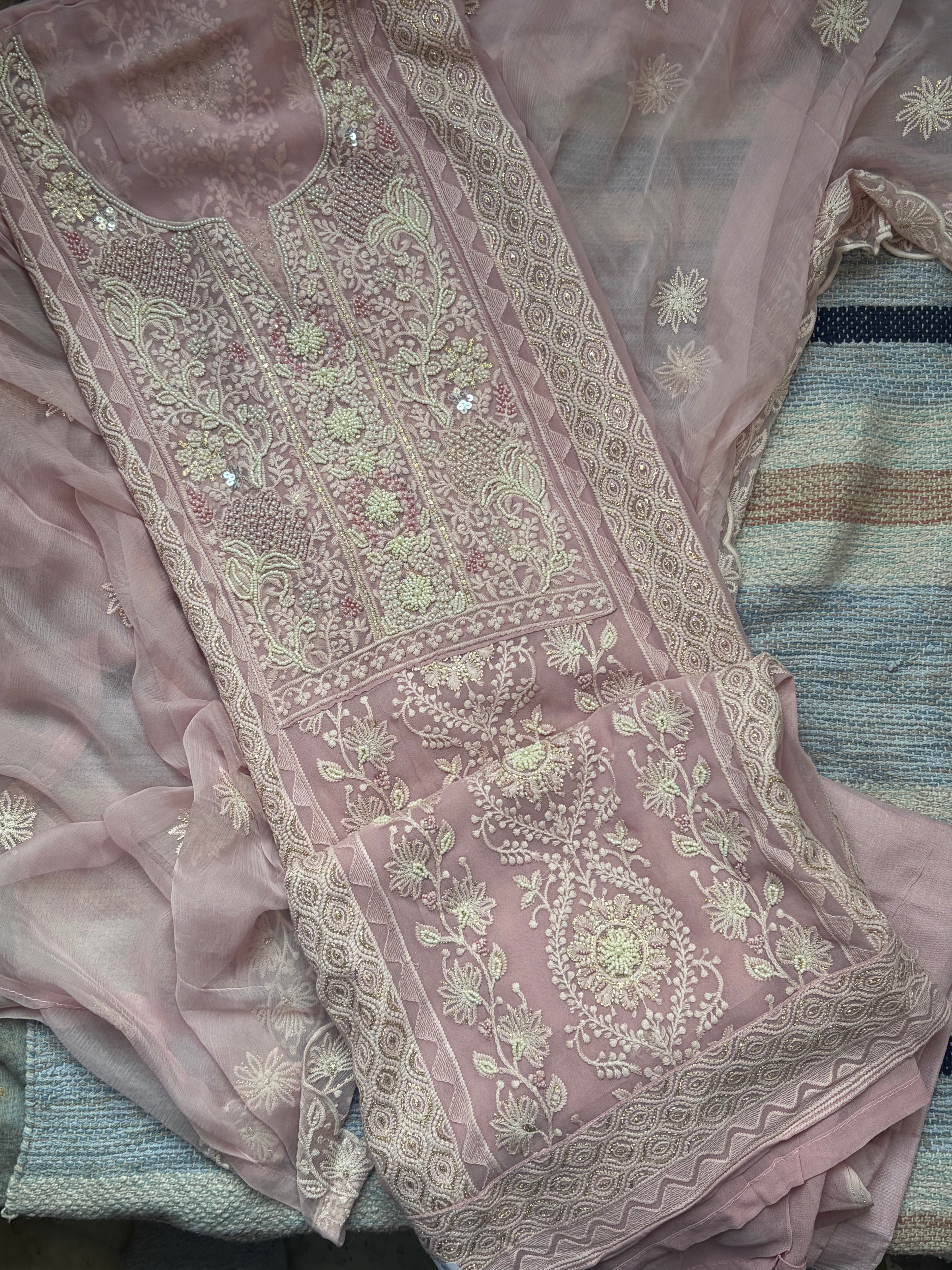 Georgette Chikankari Threadwork Suit Set